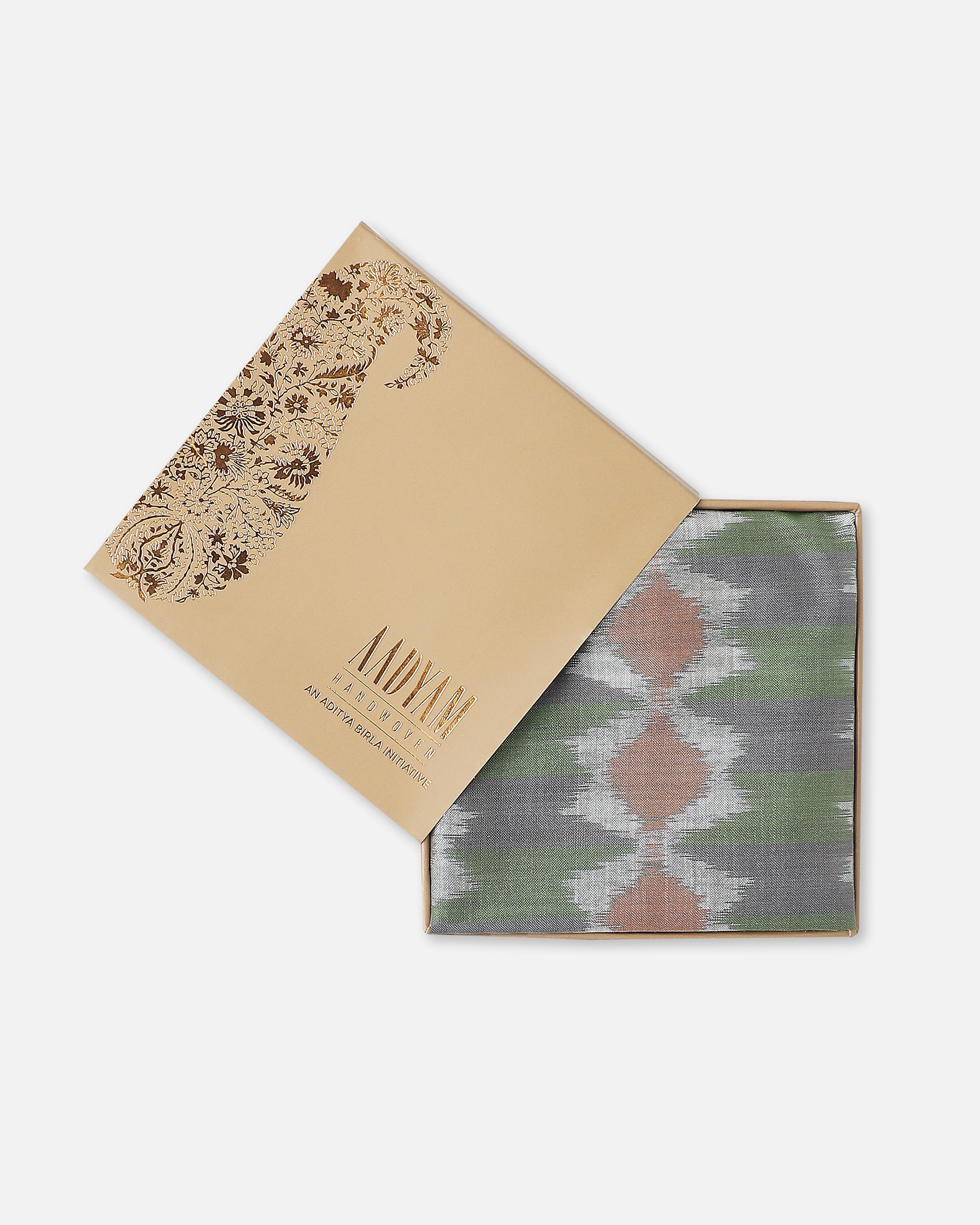 Titli Pochampally Weft Ikat Cotton Silk Pocket Square