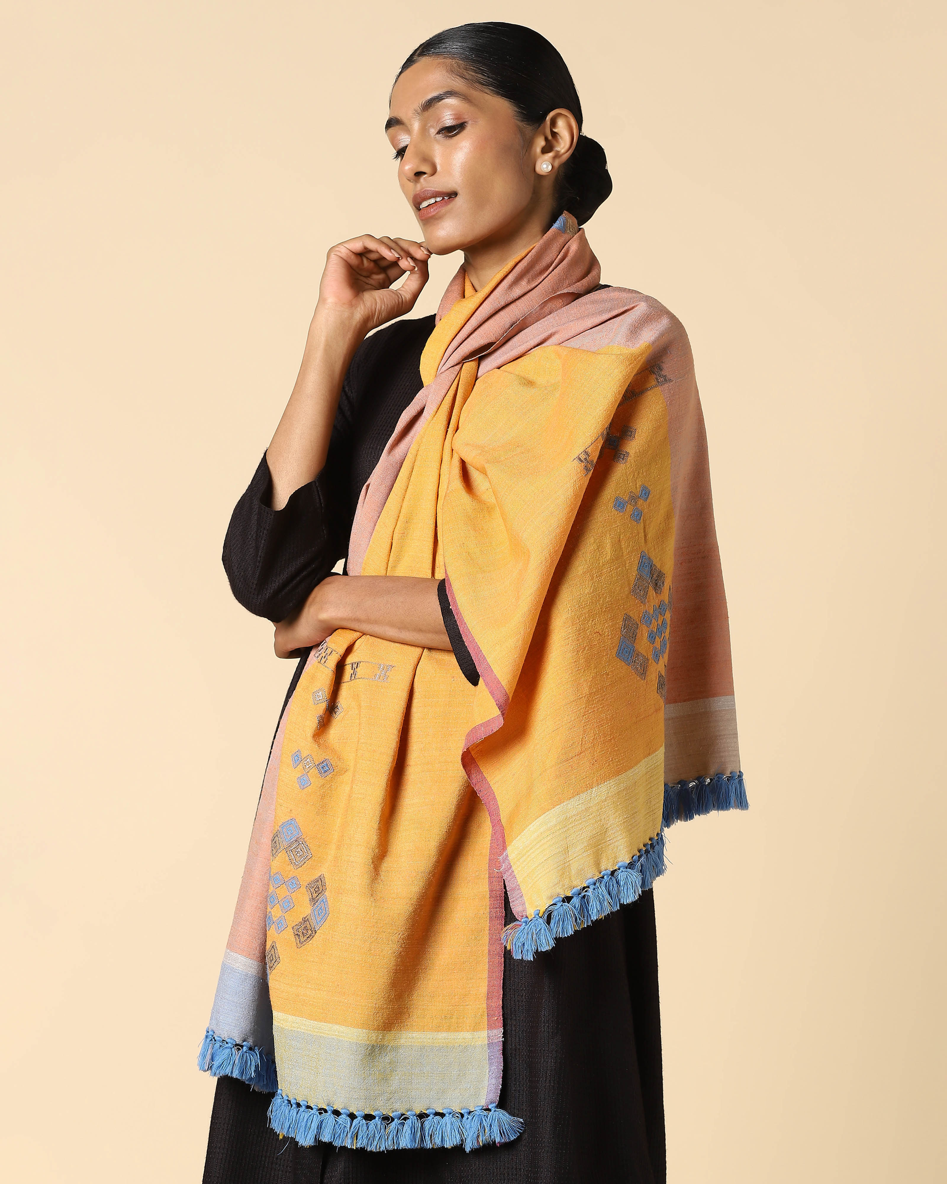 Romie Bhujodi Extra Weft Wool Silk Stole