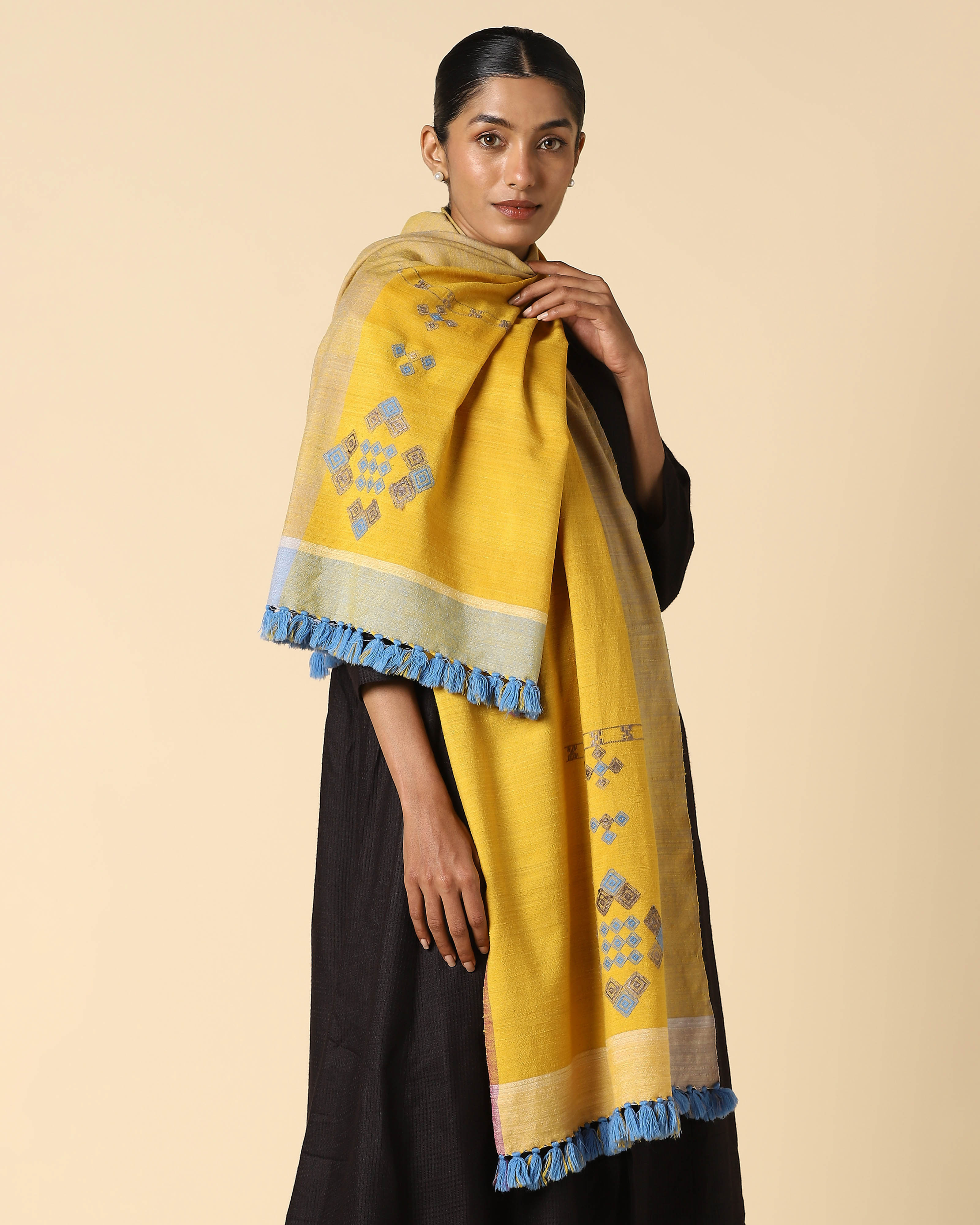 Romie Bhujodi Extra Weft Wool Silk Stole