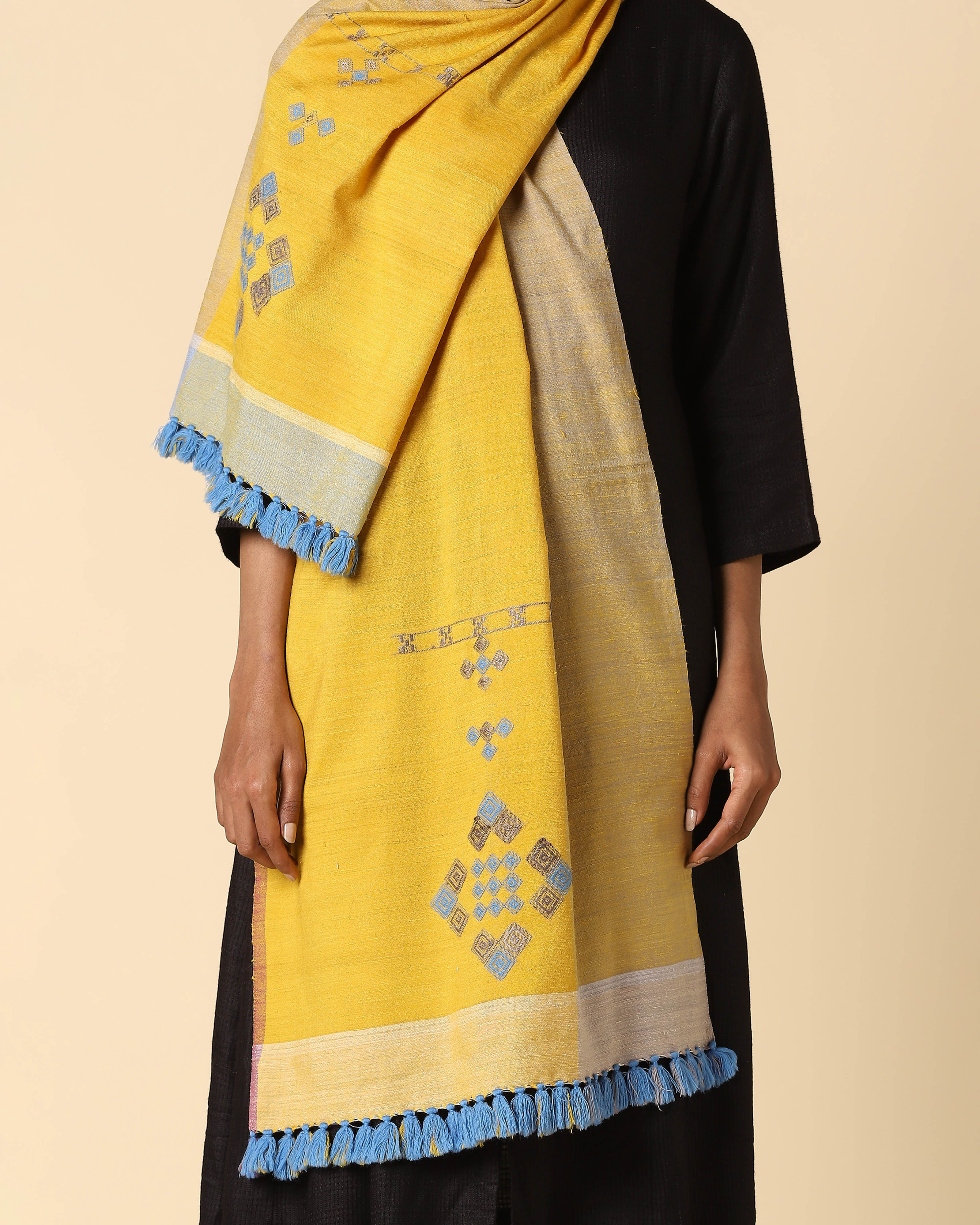 Romie Bhujodi Extra Weft Wool Silk Stole