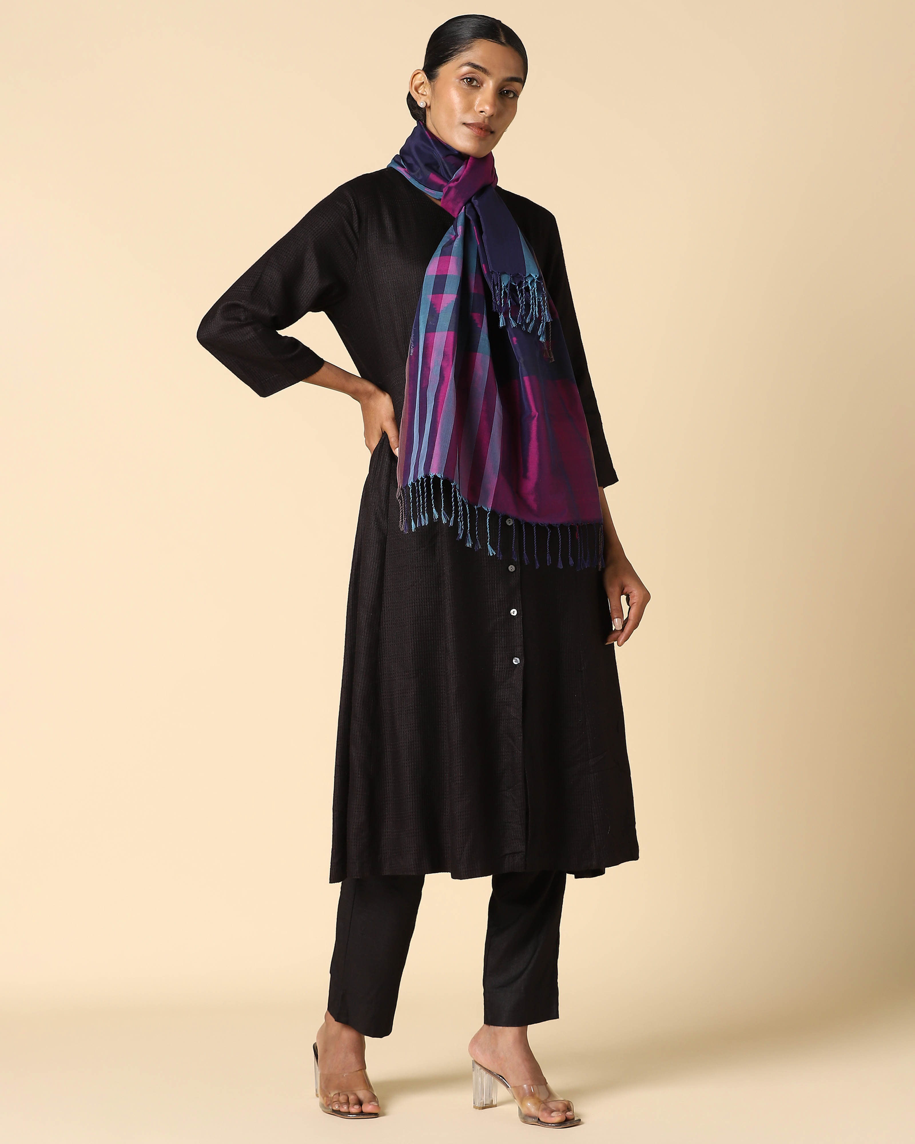 Bob Pochampally Weft Ikat Cotton Silk Stole