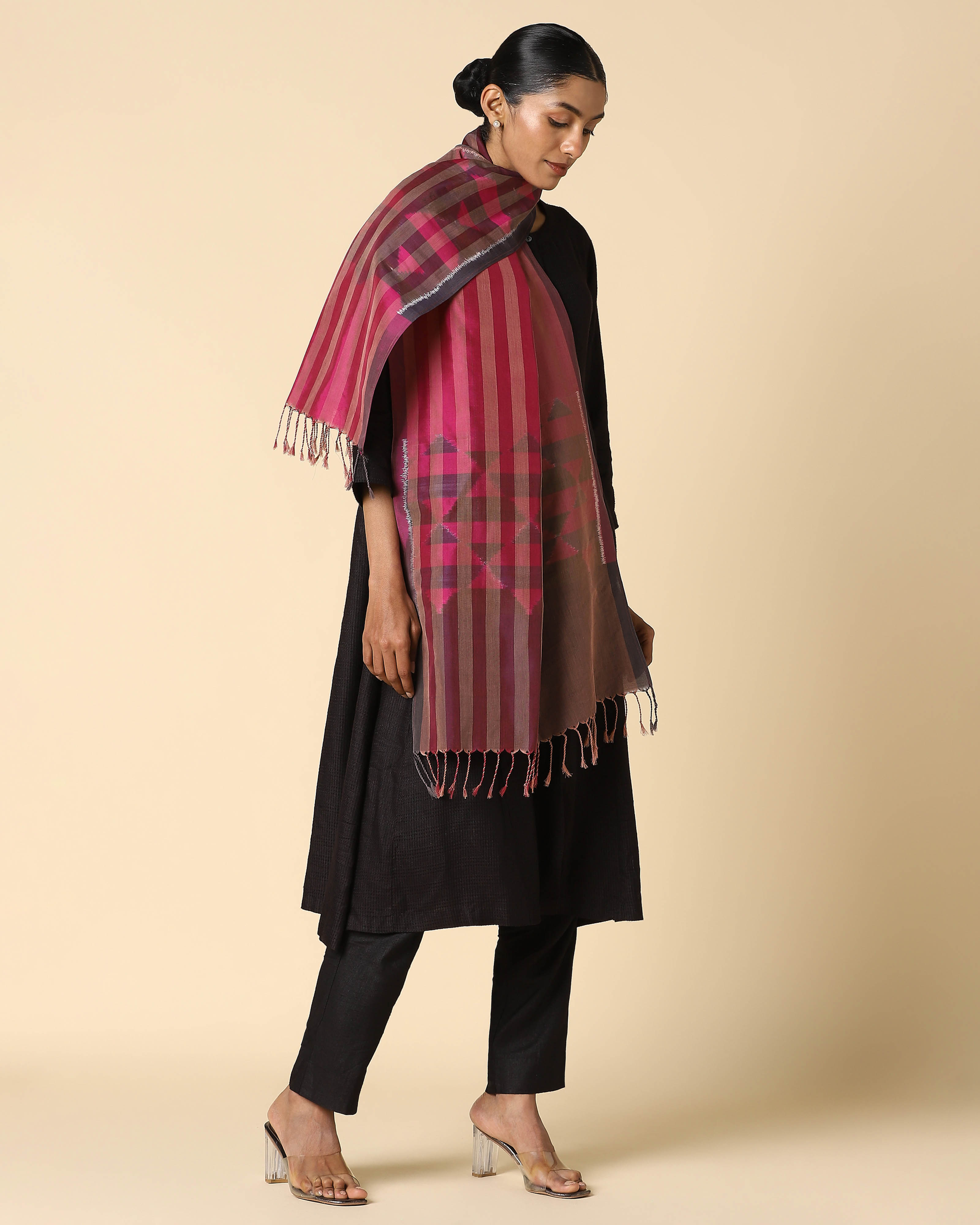 Bob Pochampally Weft Ikat Cotton Silk Stole
