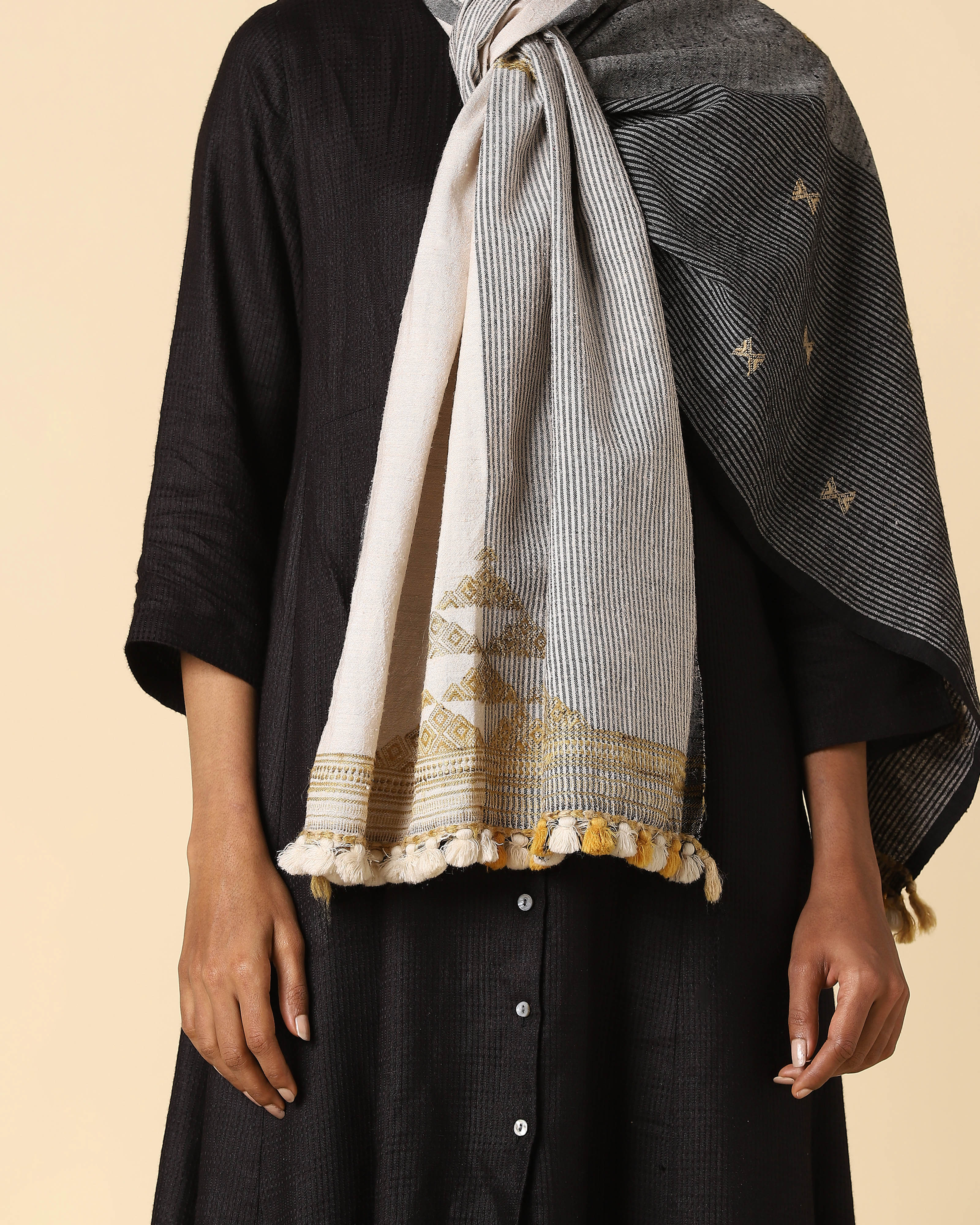 Zoji Bhujodi Extra Weft Wool Silk Stole