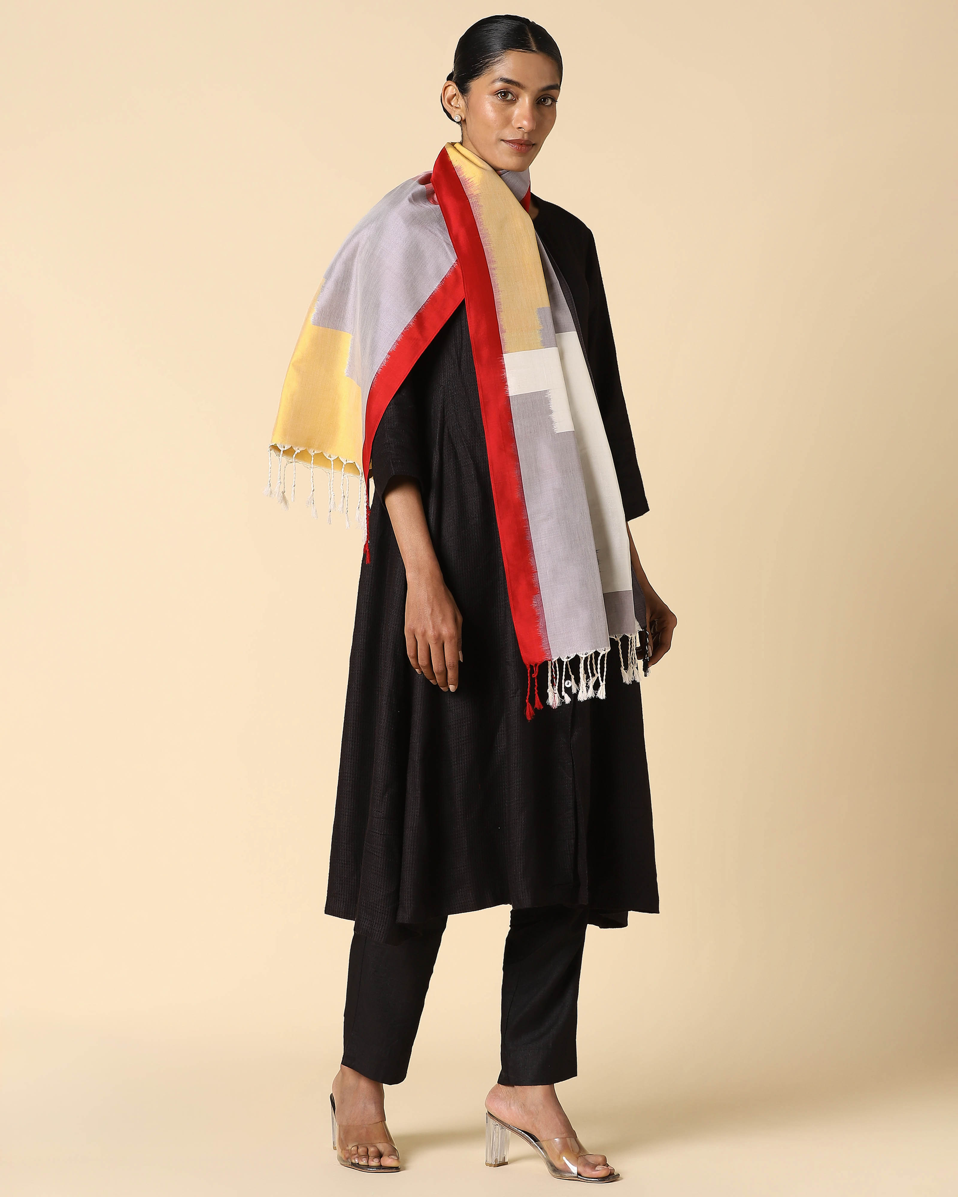 Escalier Pochampally Weft Ikat Cotton Silk Stole