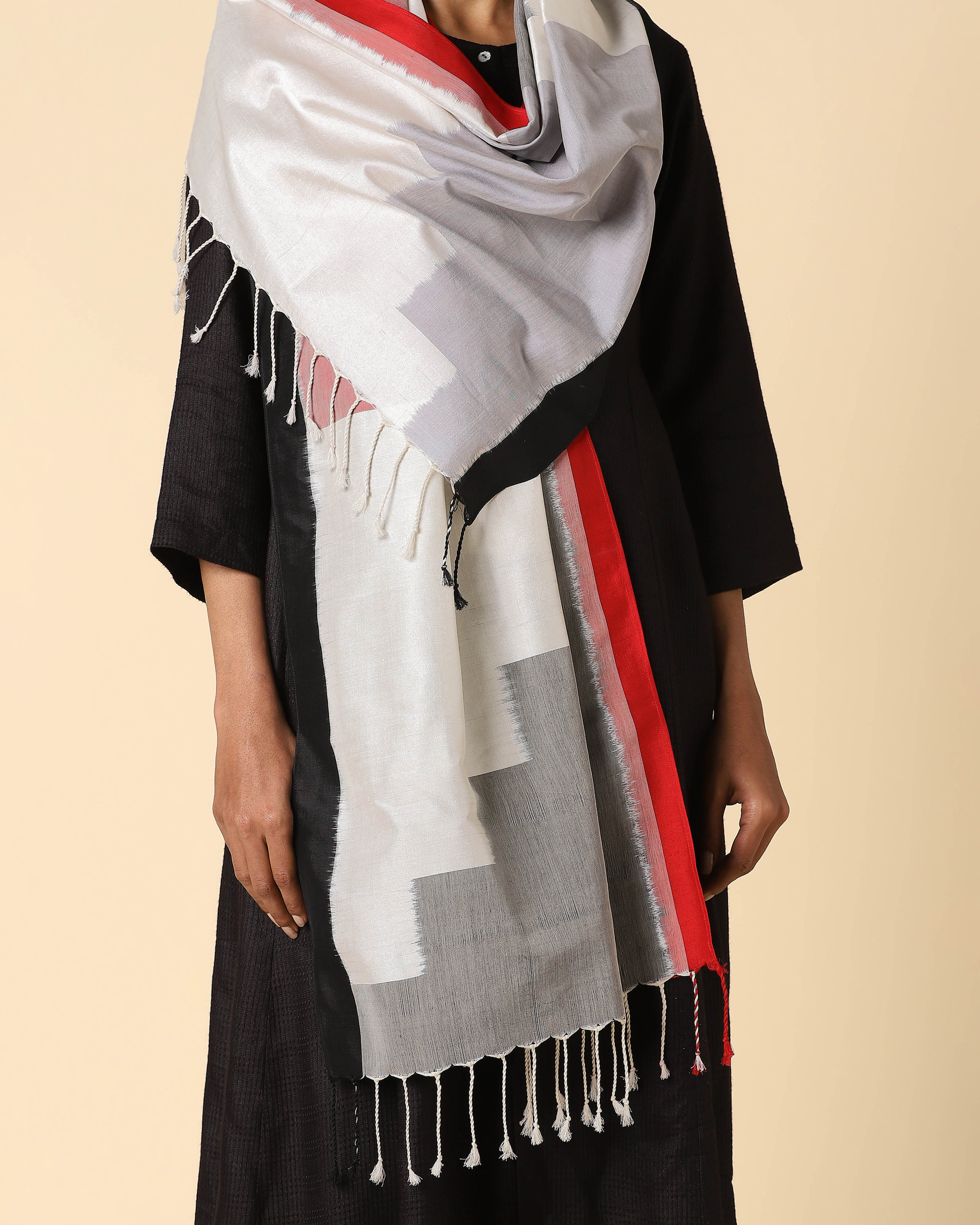 Escalier Pochampally Weft Ikat Cotton Silk Stole