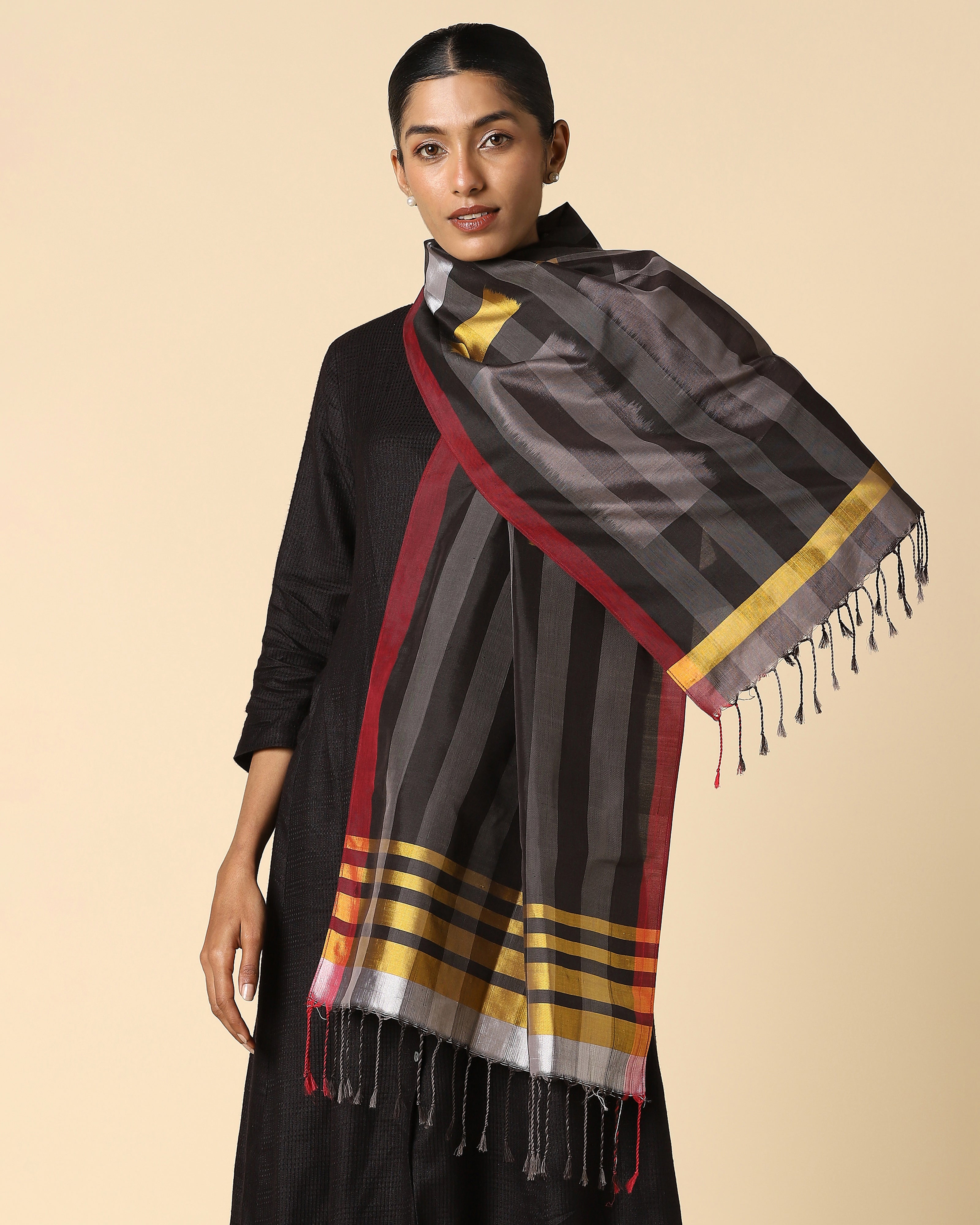 Window Pochampally Weft Ikat Cotton Silk Stole