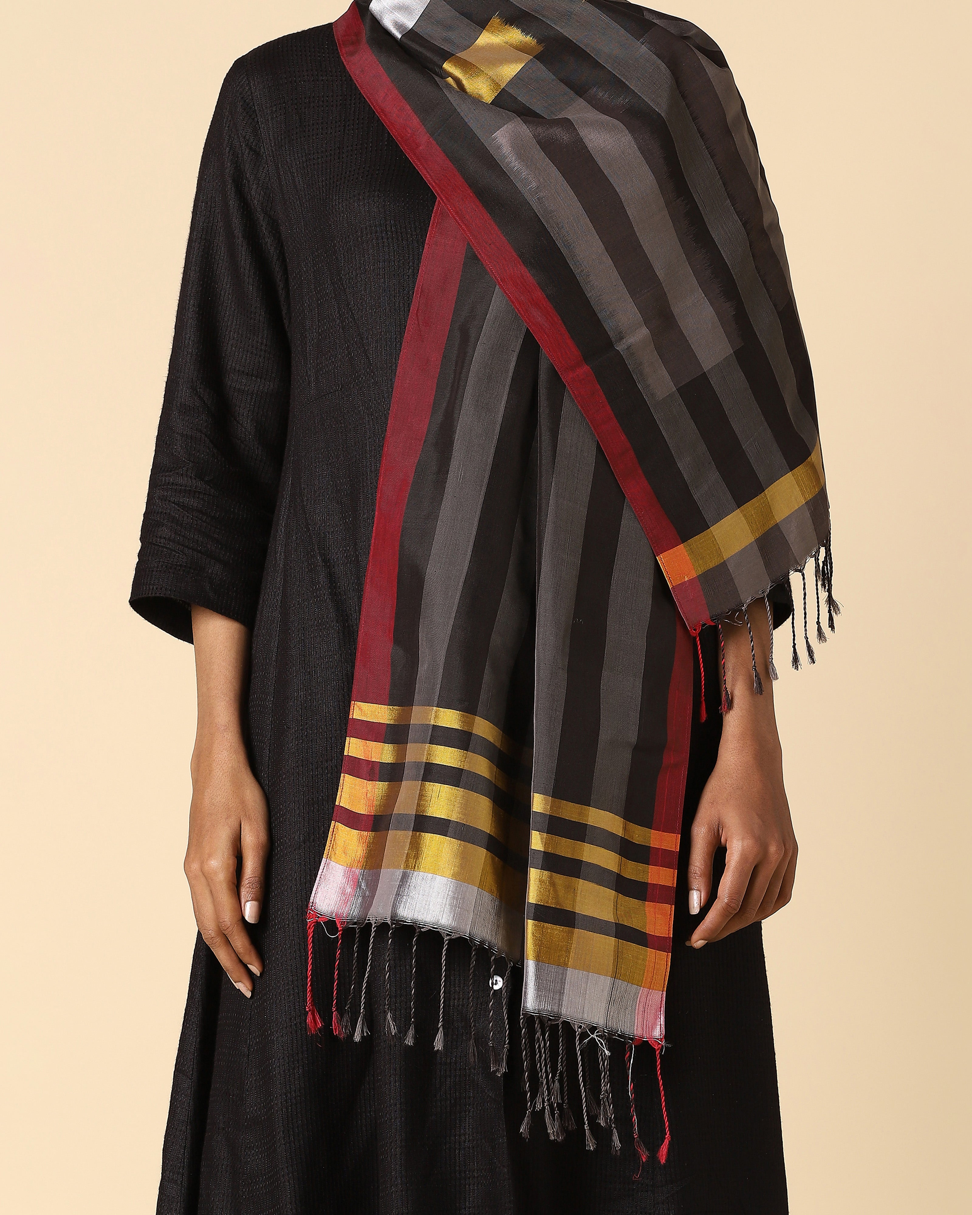 Window Pochampally Weft Ikat Cotton Silk Stole
