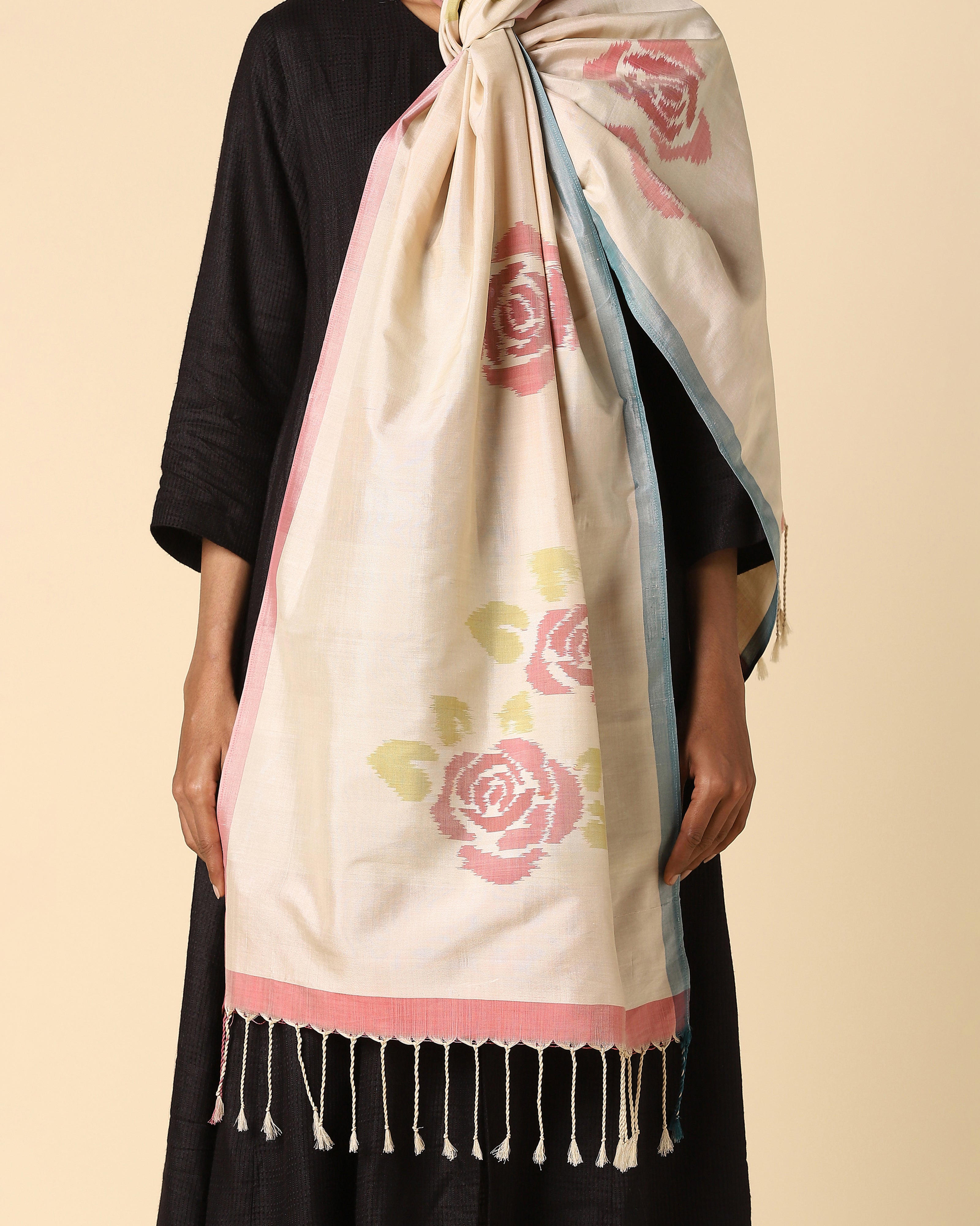 Blossom Pochampally Weft Ikat Cotton Silk Stole