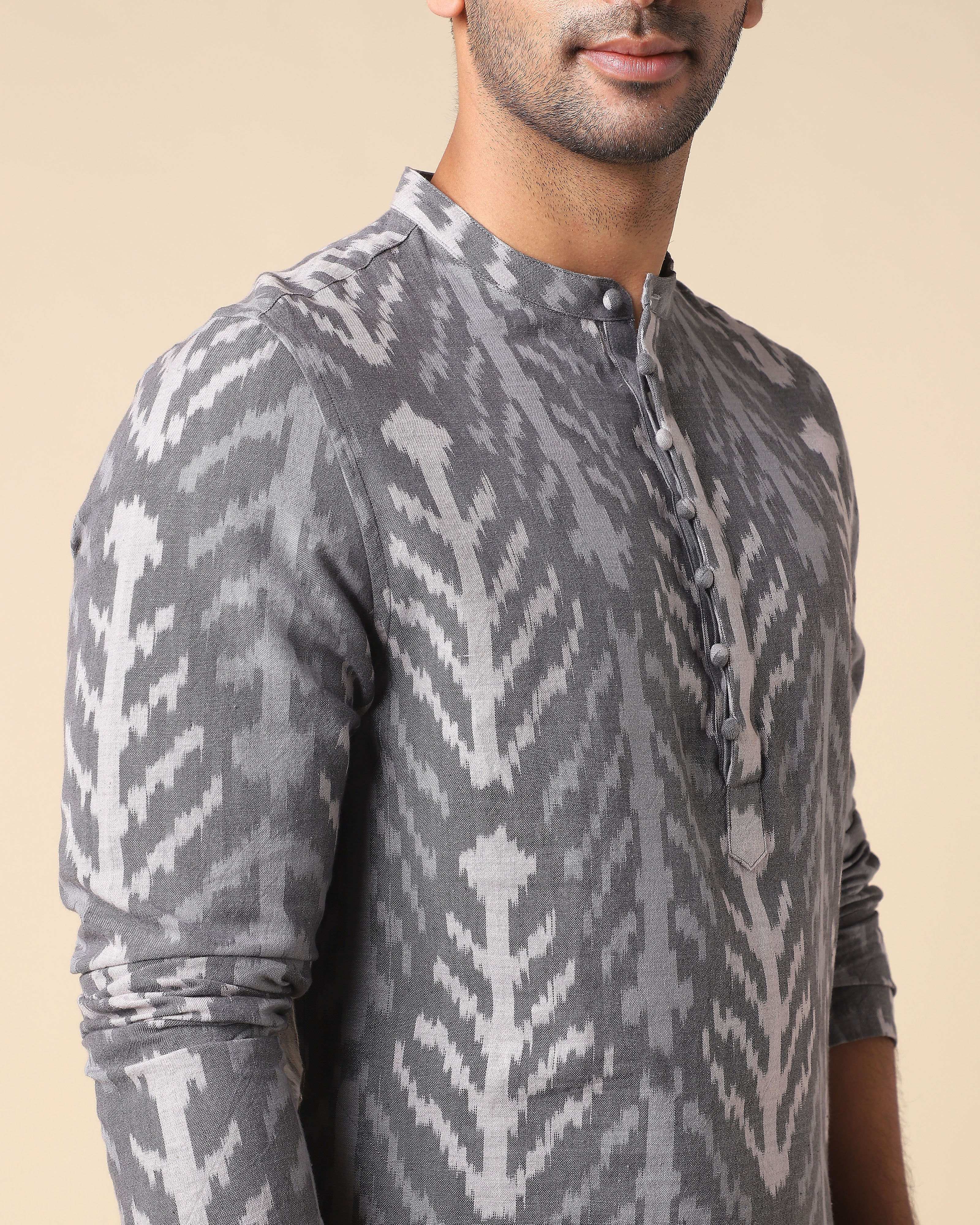 Aarush Pochampally Warp Ikat Cotton Men's Kurta