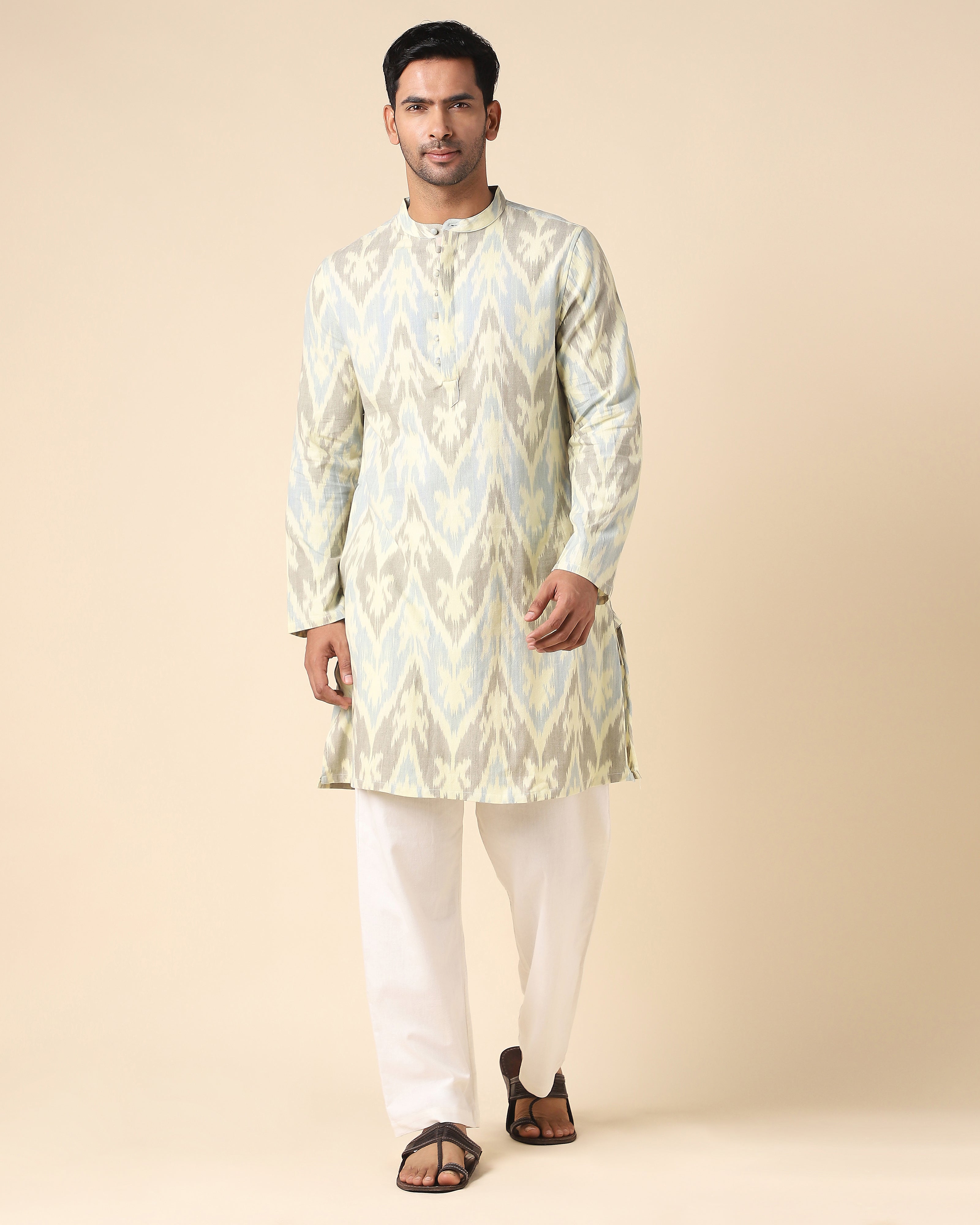 Soram Pochampally Warp Ikat Silk Cotton Men's Kurta