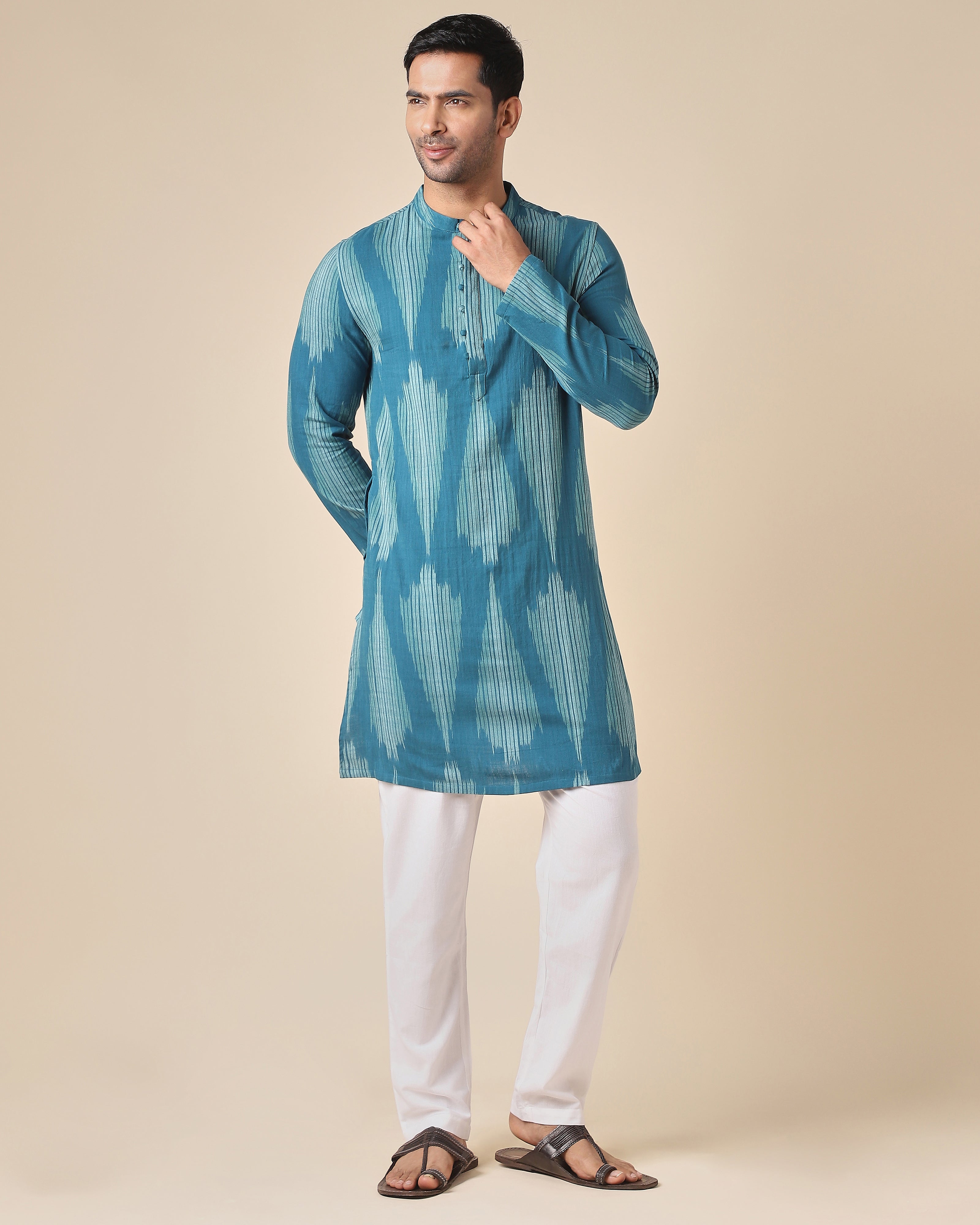 Param Pochampally Weft Ikat Cotton Men's Kurta