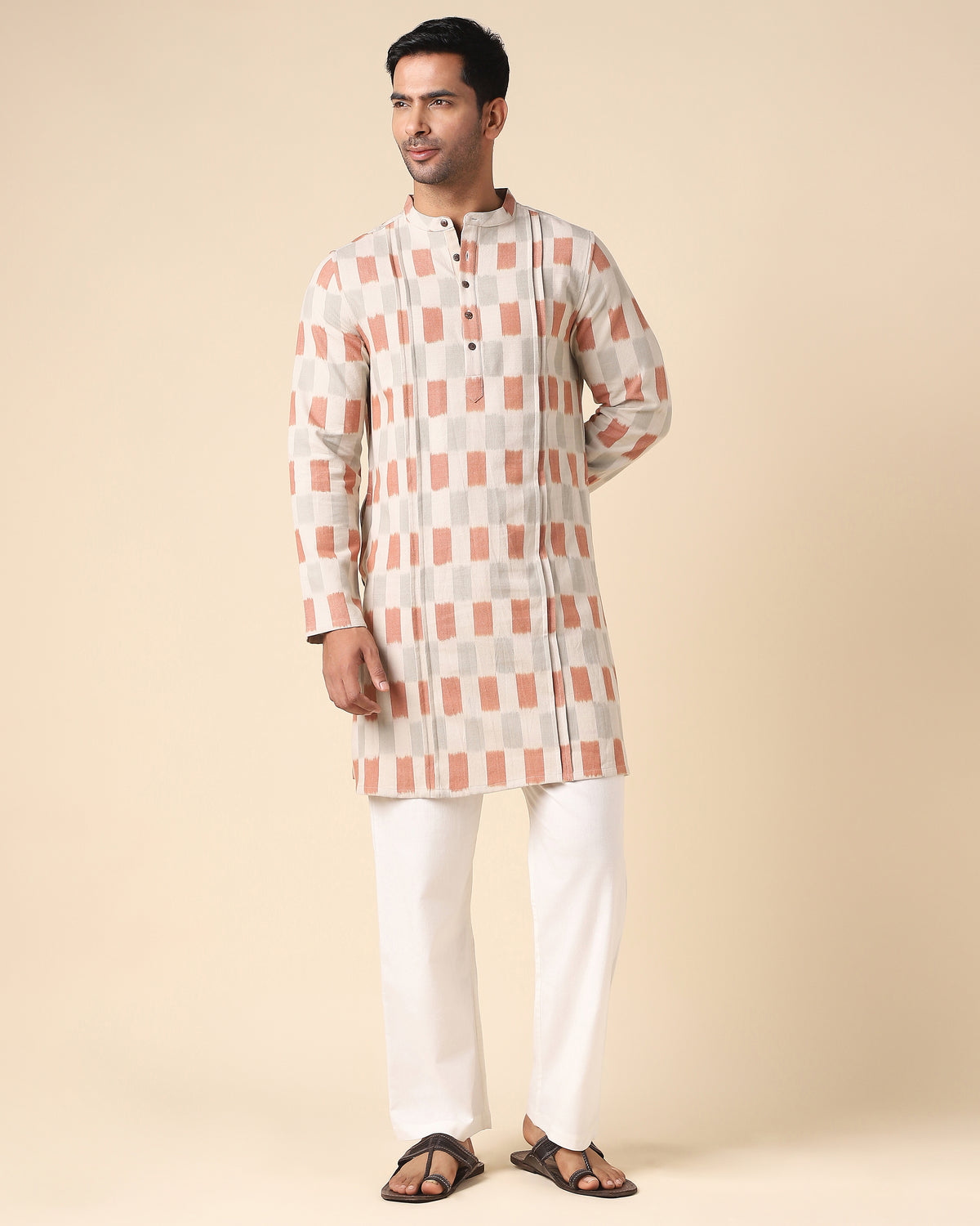Shop Enayat Pochampally Warp Ikat Light Assorted Cotton Men's Kurta ...