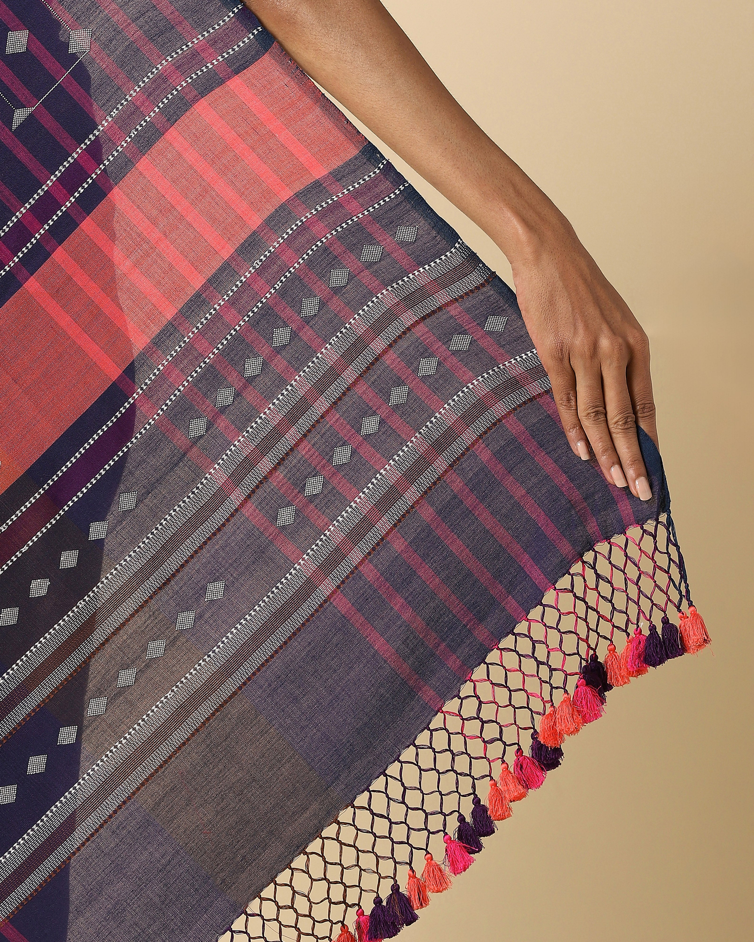 Chaupar Bhujodi Extra Weft Cotton Saree