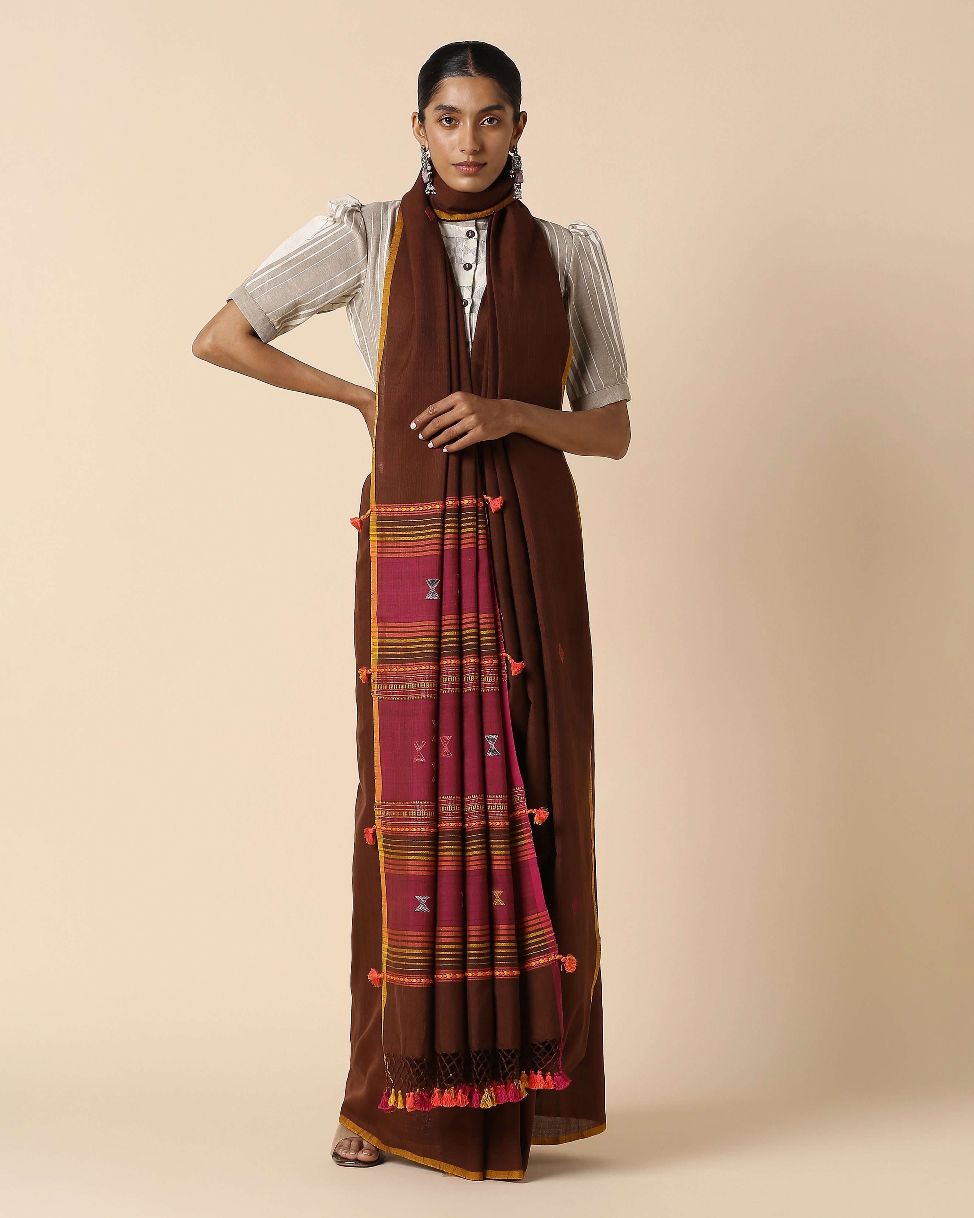 Mahir Bhujodi Extra Weft Cotton Saree