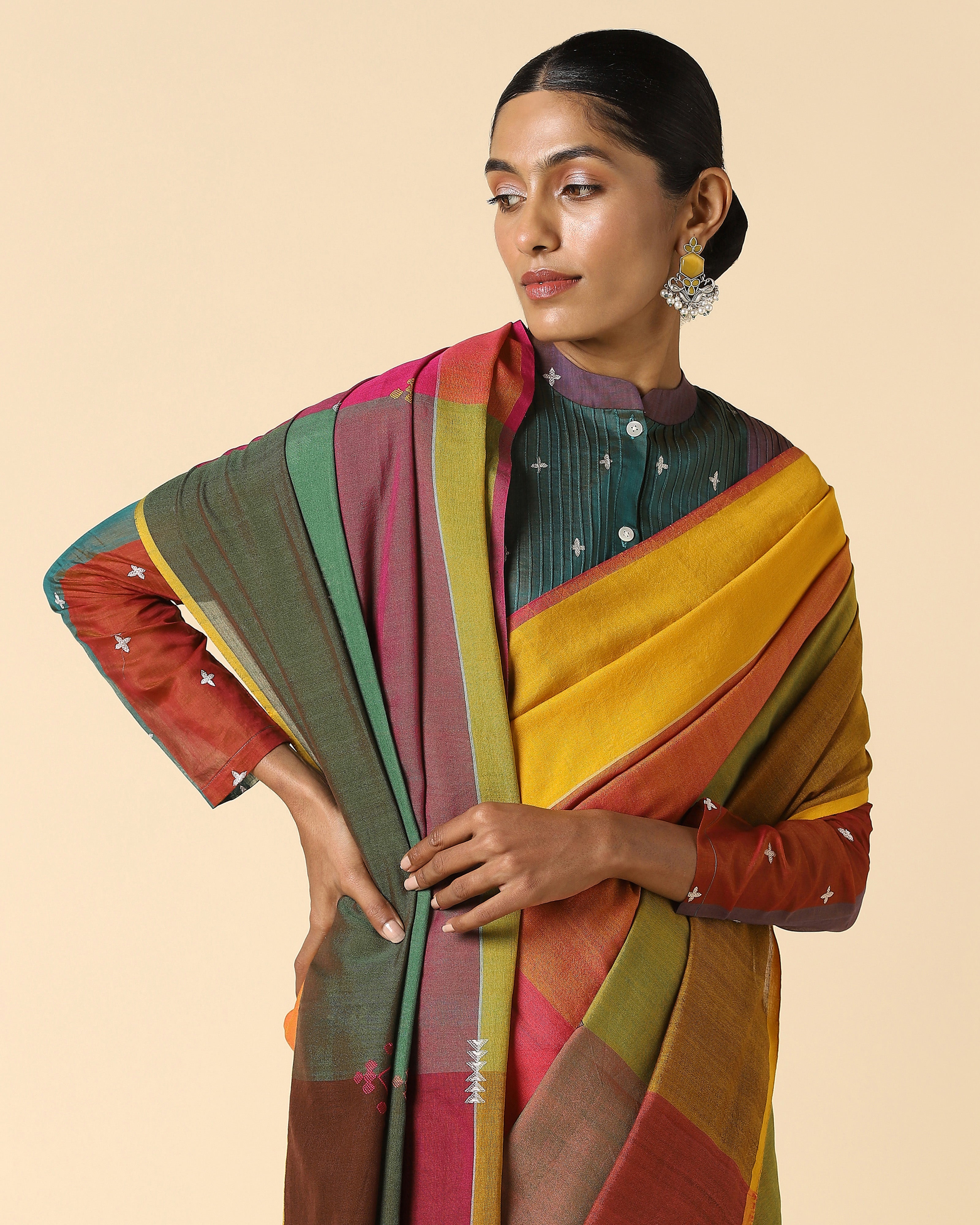 Reina Bhujodi Extra Weft Cotton Saree