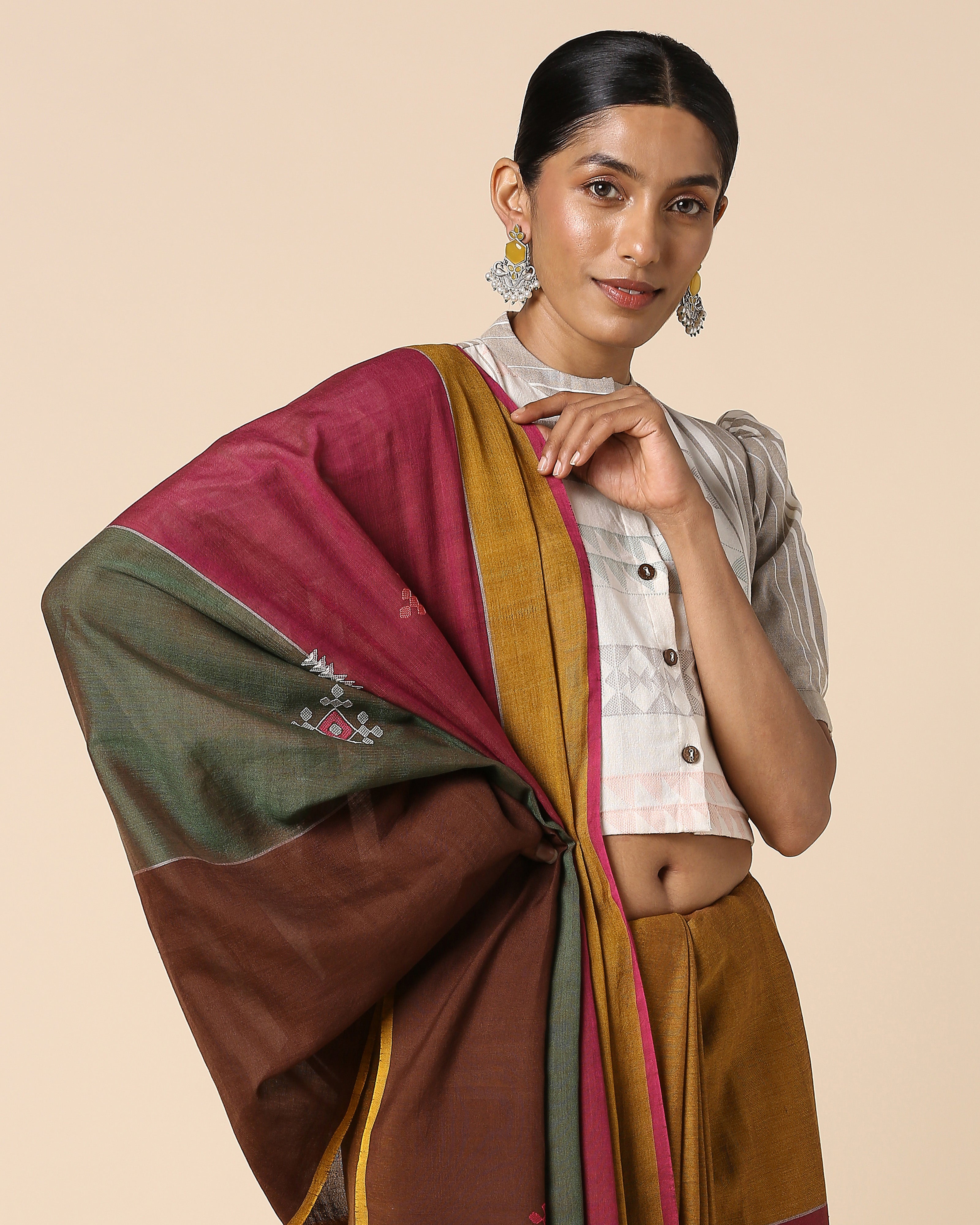 Reina Bhujodi Extra Weft Cotton Saree