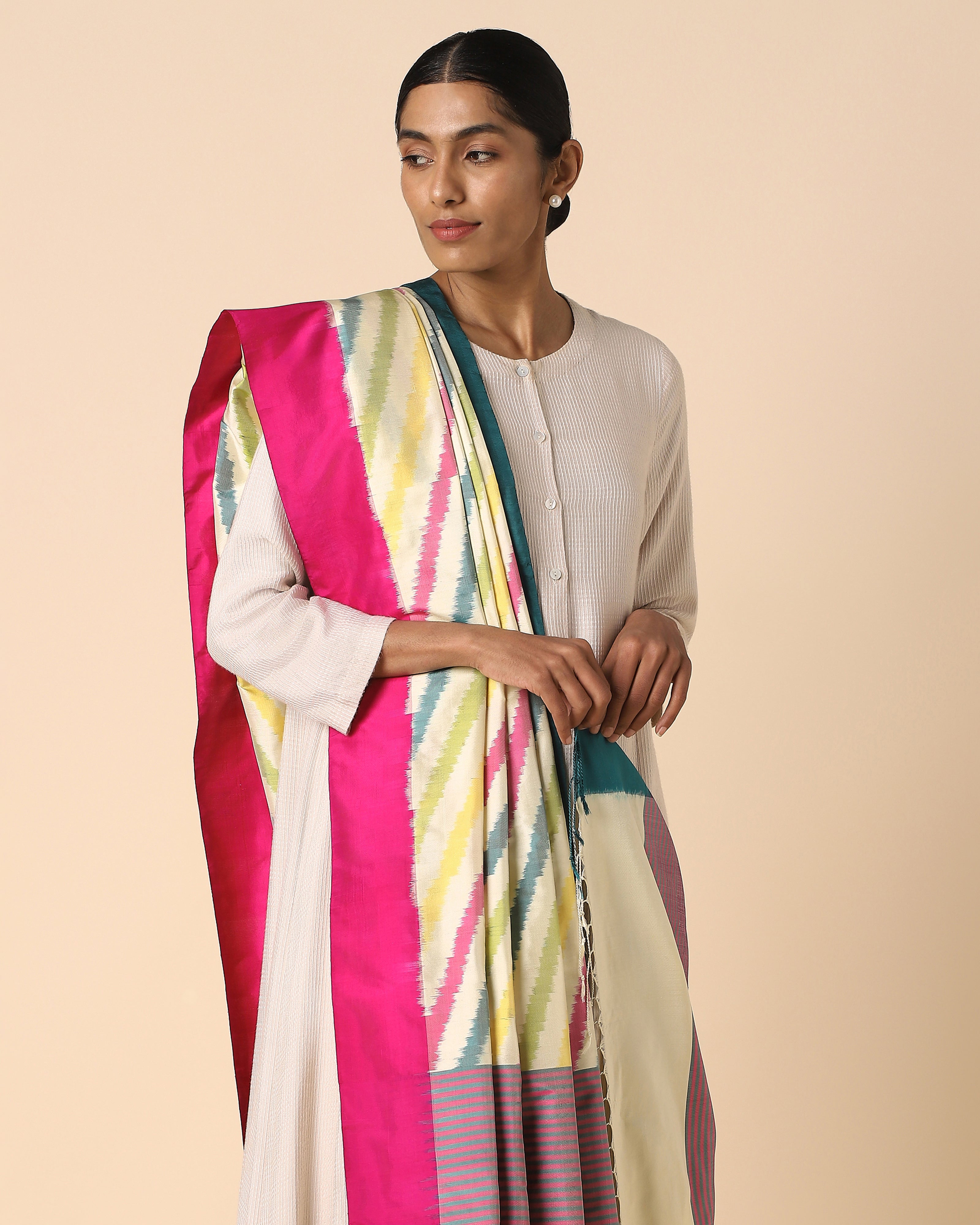 Davina Pochampally Weft Ikat Silk Dupatta