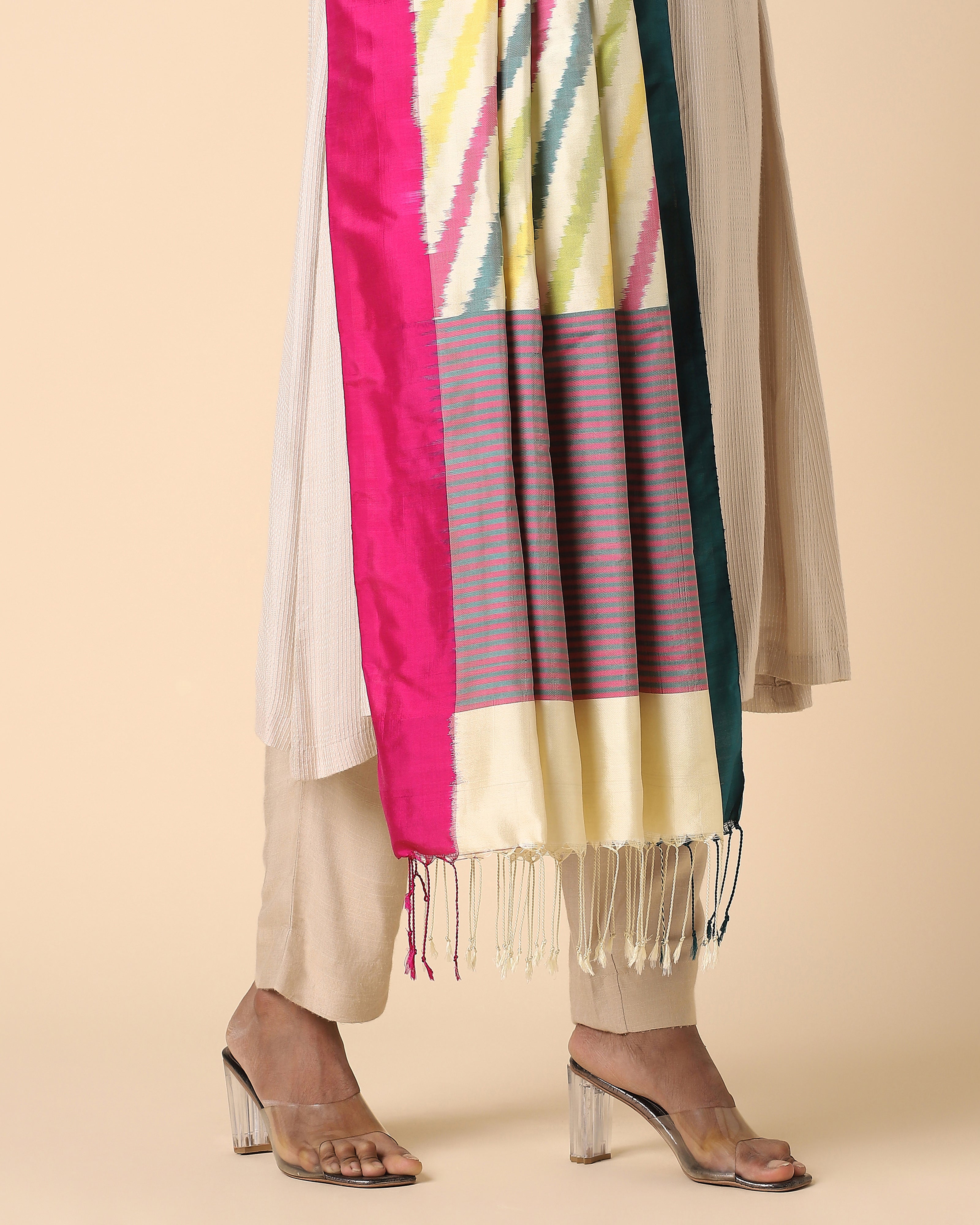 Davina Pochampally Weft Ikat Silk Dupatta