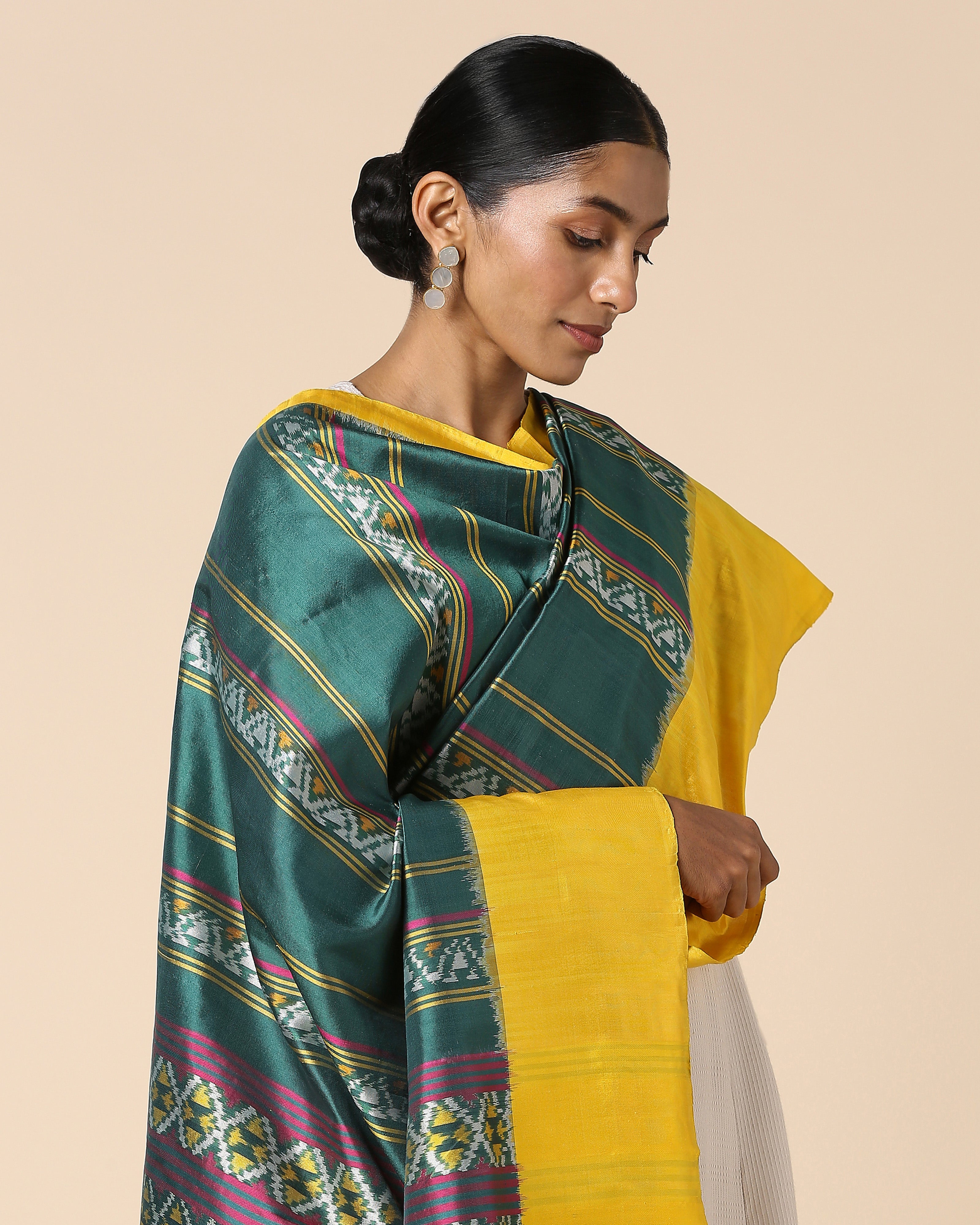 Ezri Pochampally Weft Ikat Silk Dupatta