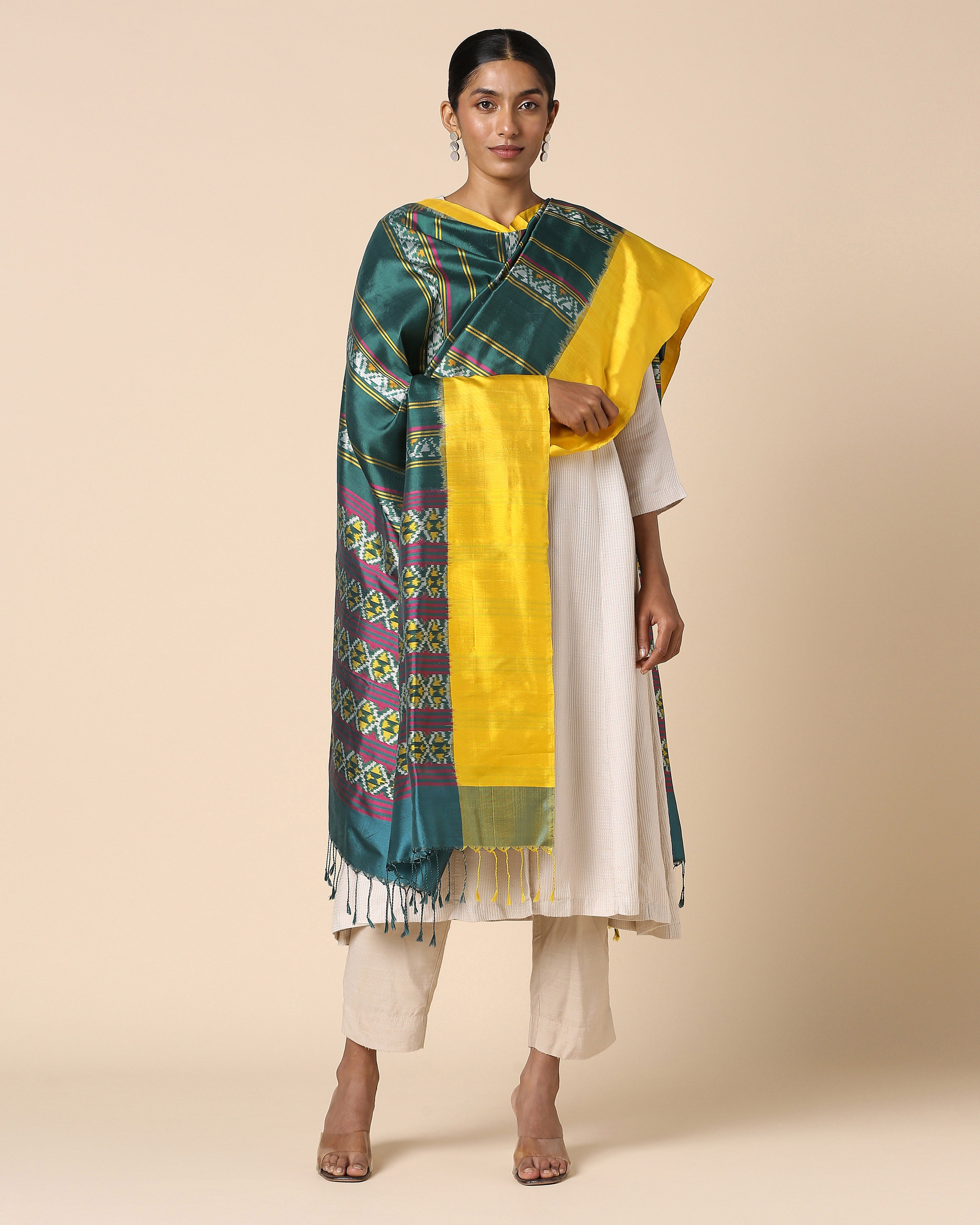 Ezri Pochampally Weft Ikat Silk Dupatta