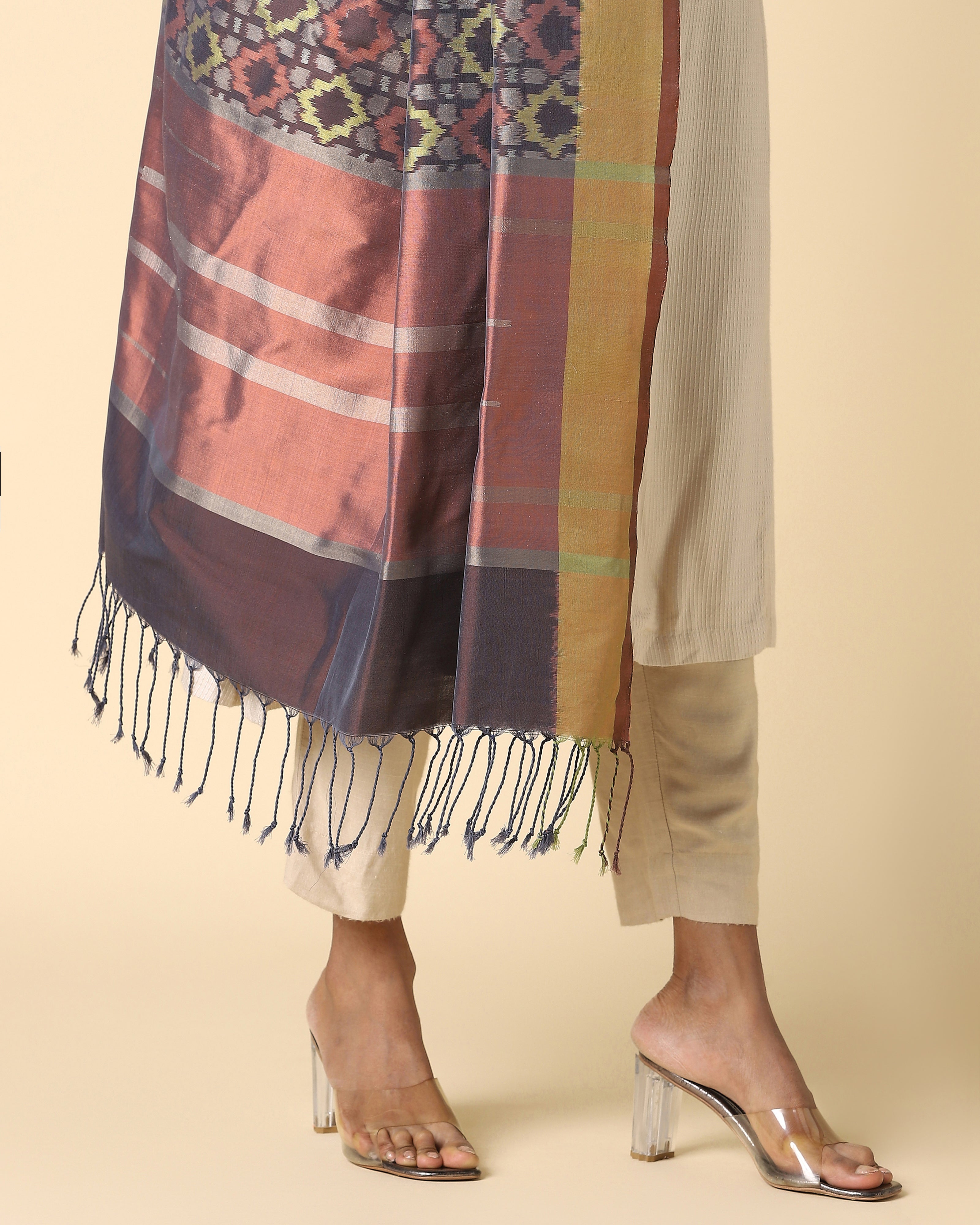 Rio Pochampally Weft Ikat Cotton Silk Dupatta