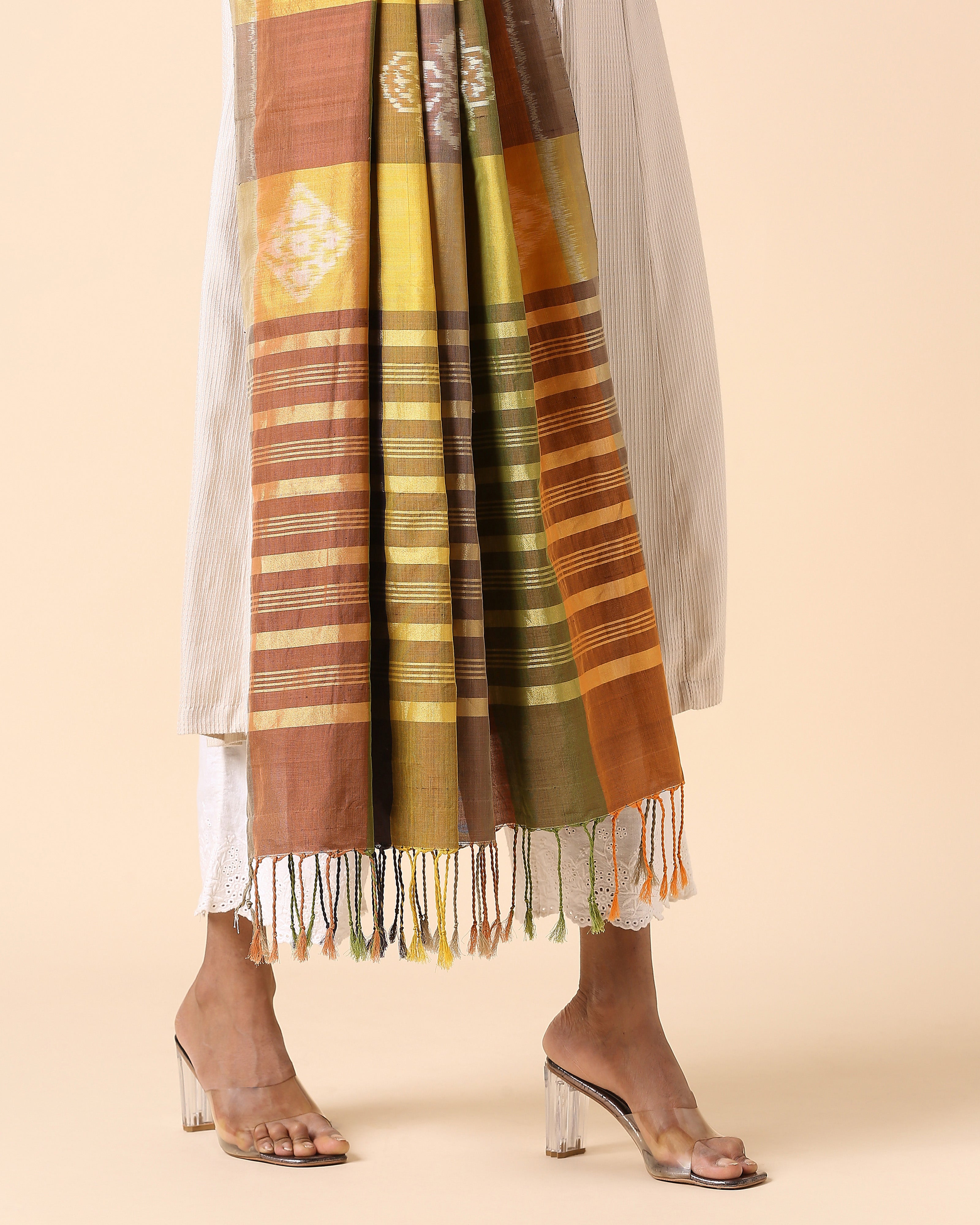Punya Pochampally Weft Ikat Cotton Silk Dupatta