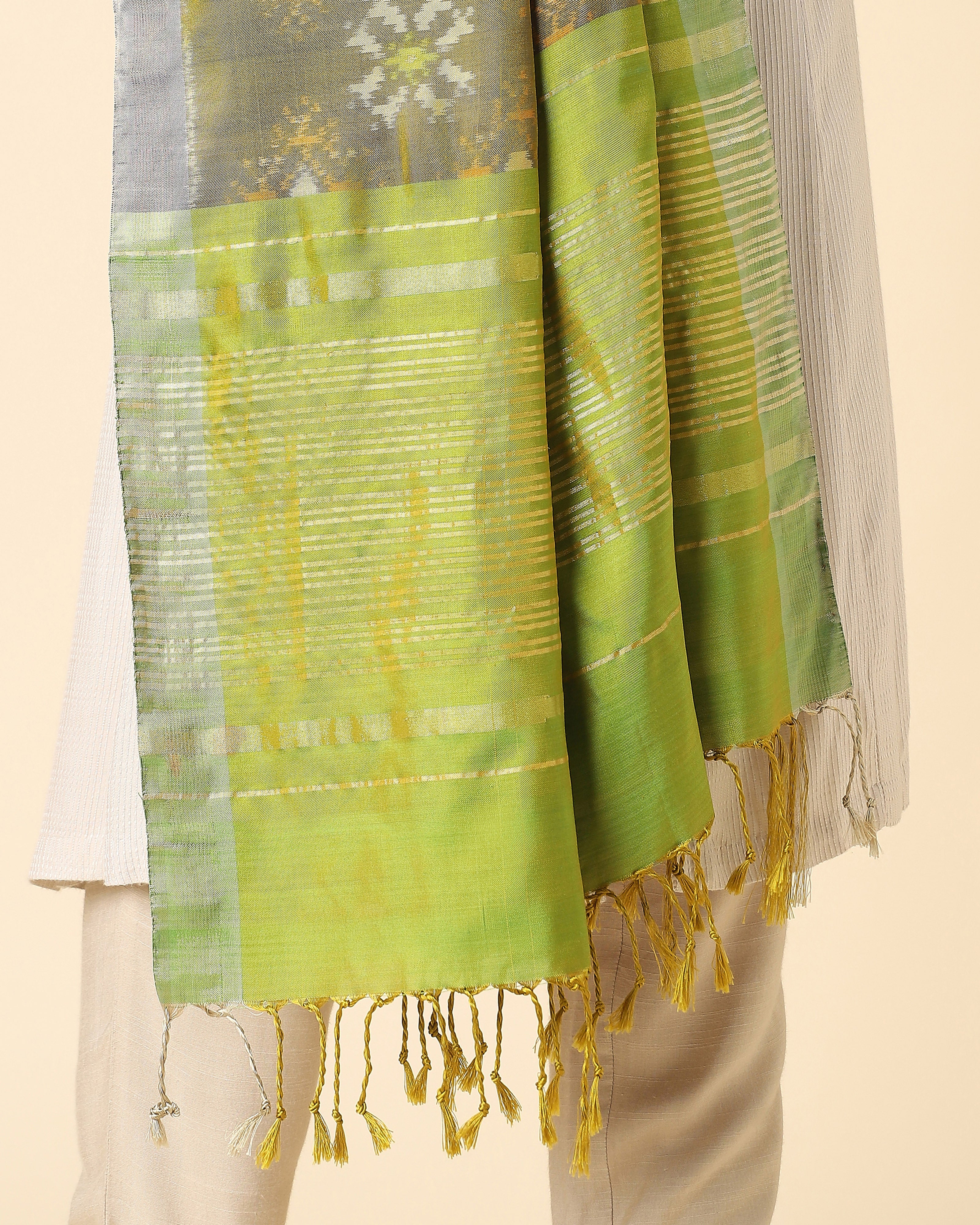 Krisha Pochampally Weft Ikat Silk Dupatta