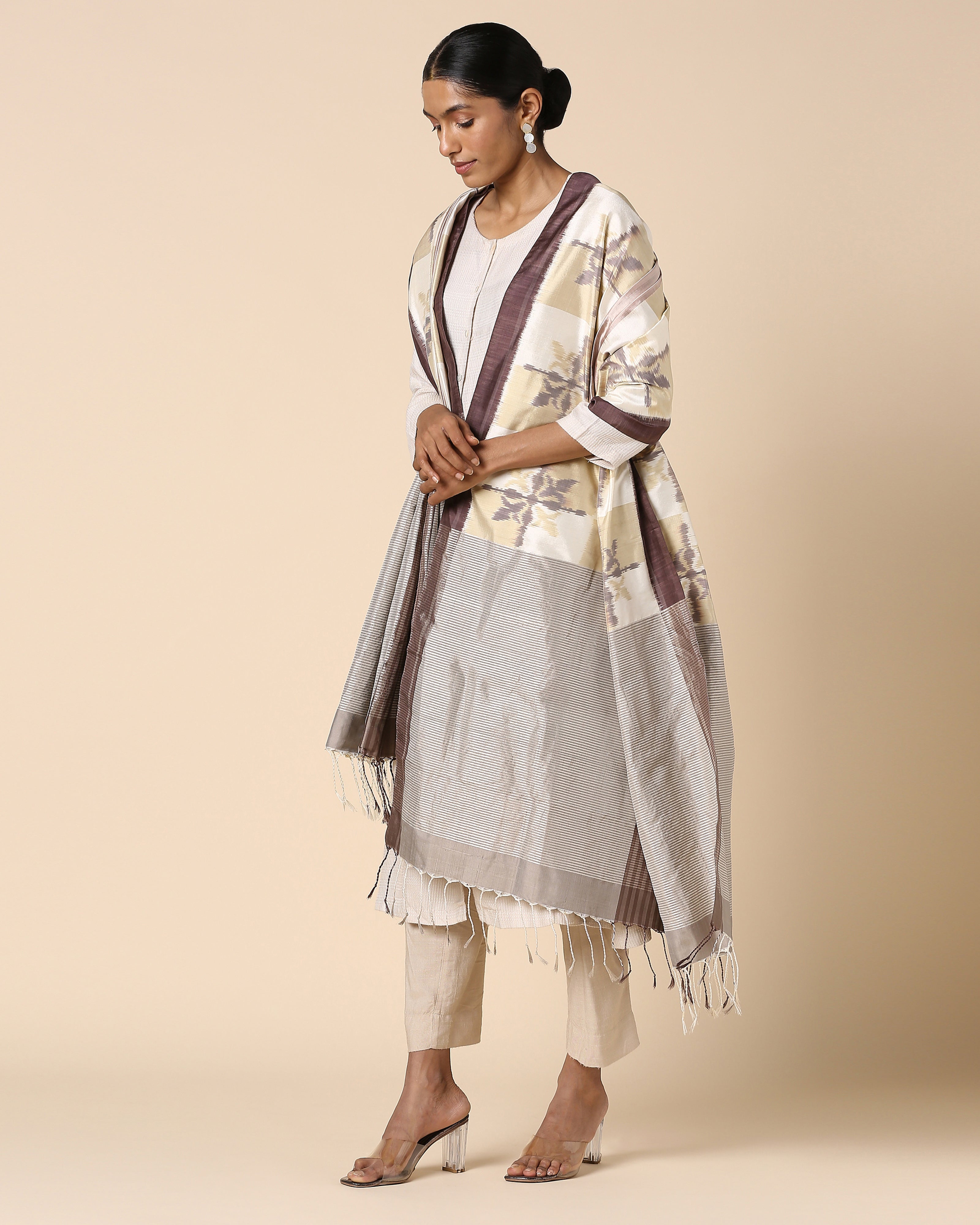 Sayora Pochampally Weft Ikat Silk Dupatta