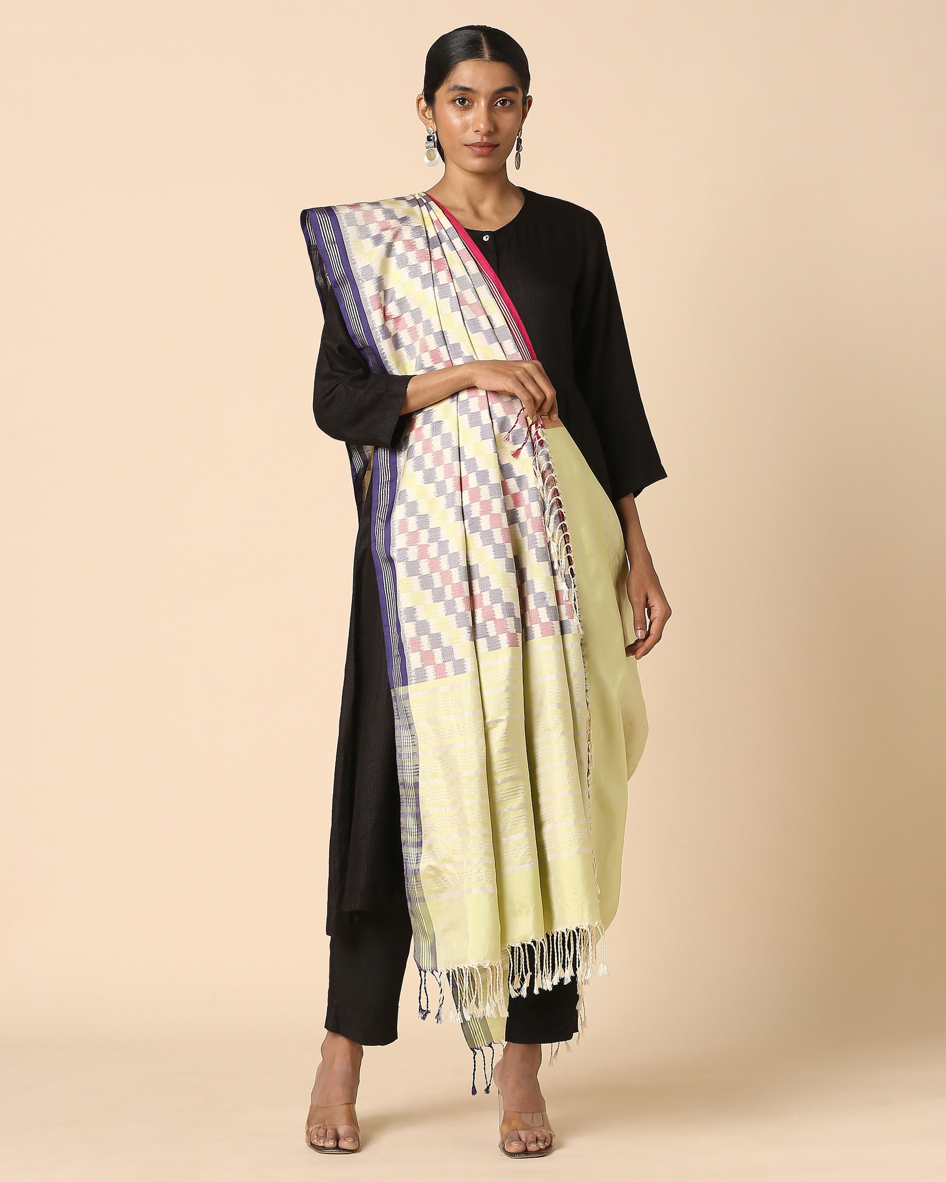 Aayana Pochampally Weft Ikat Silk Dupatta