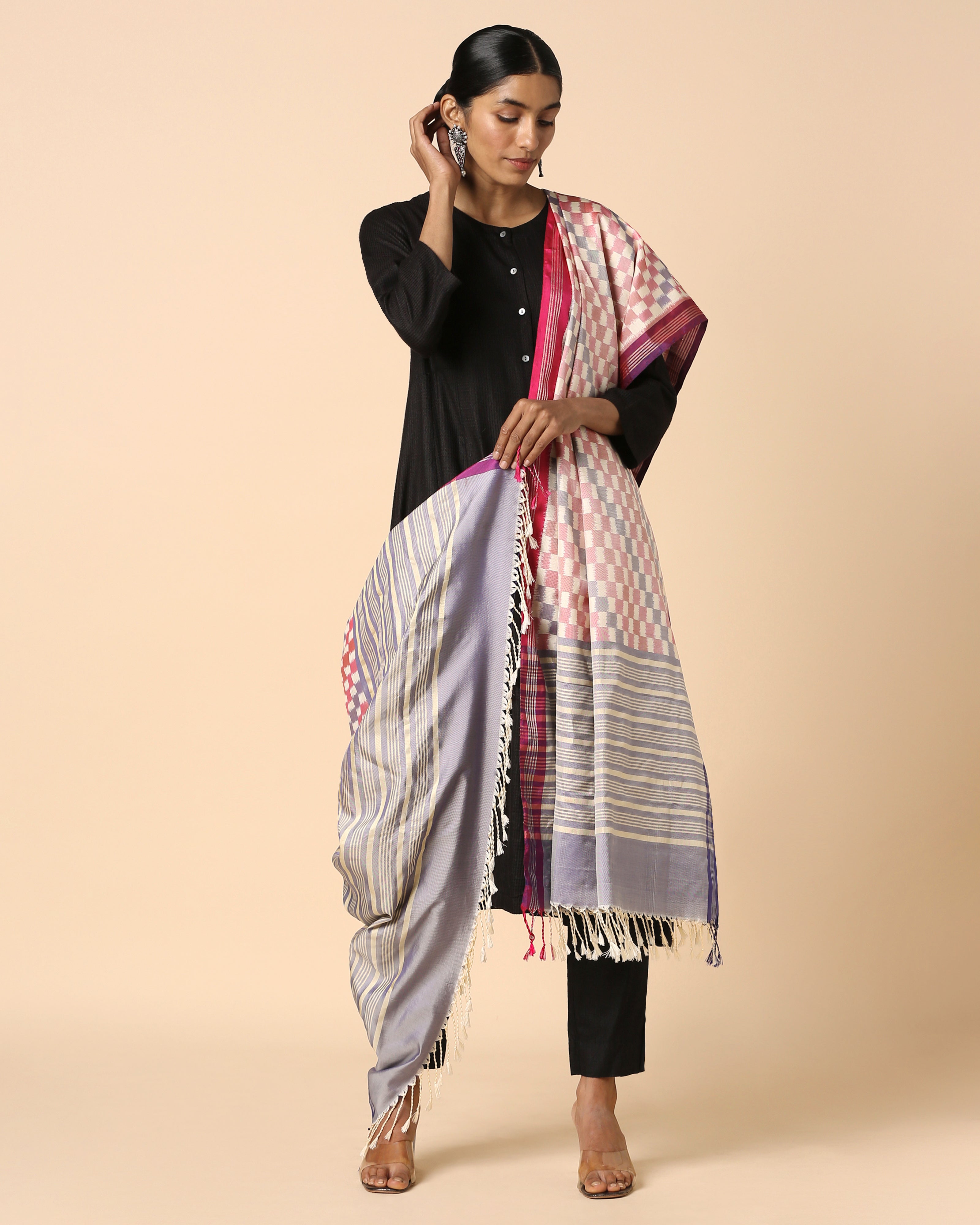Aayana Pochampally Weft Ikat Silk Dupatta