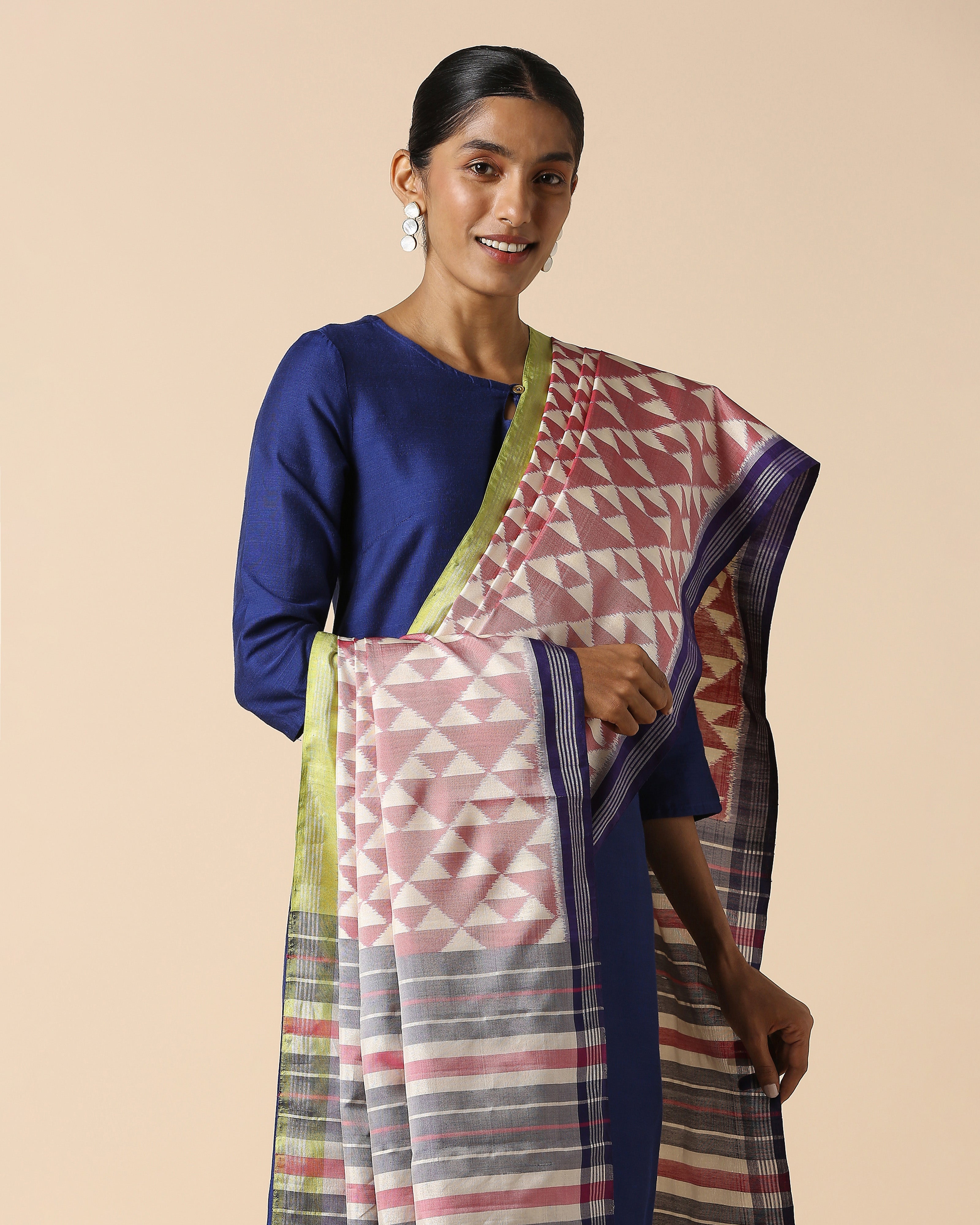 Jini Pochampally Weft Ikat Silk Dupatta