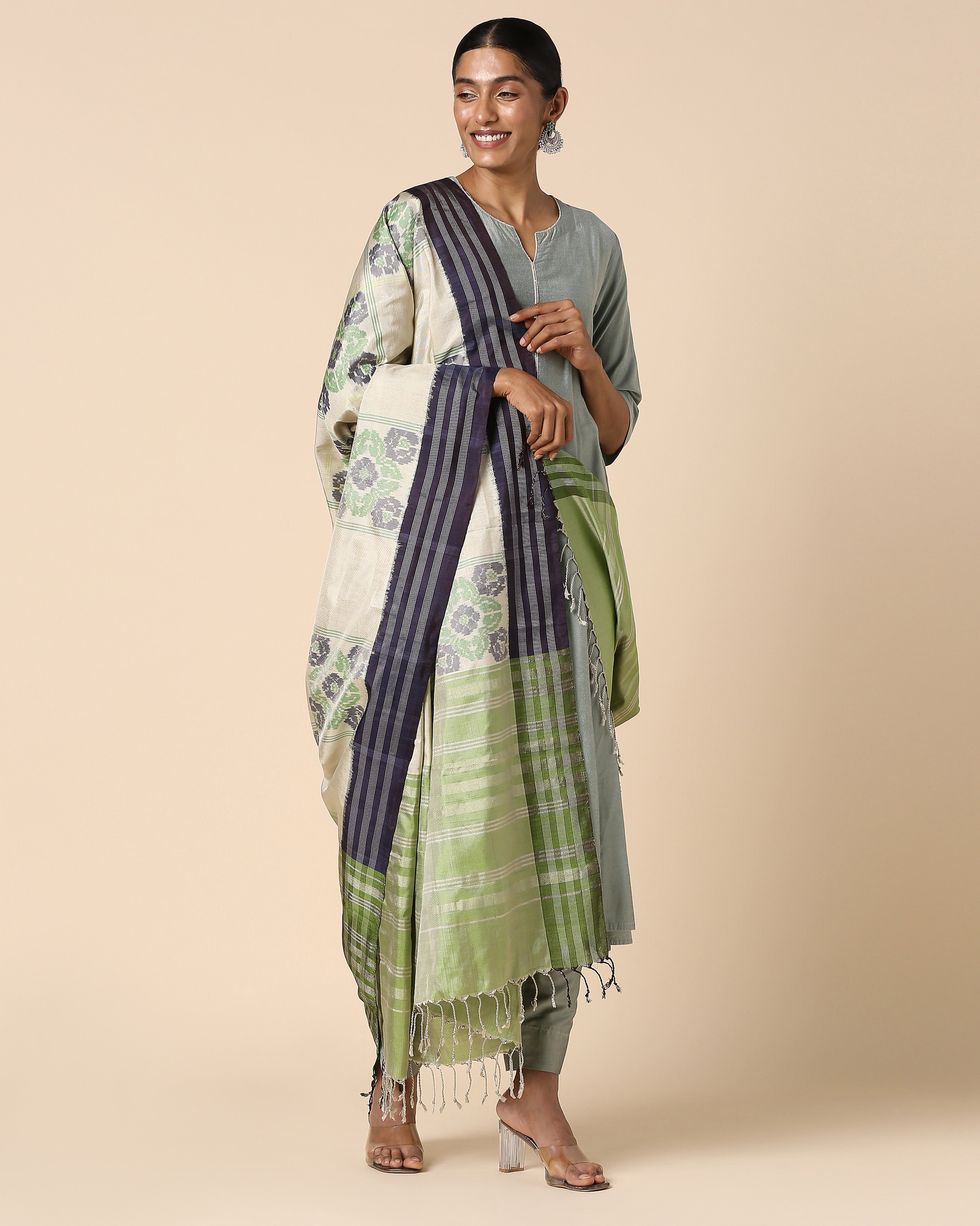 Meha Pochampally Weft Ikat Silk Dupatta