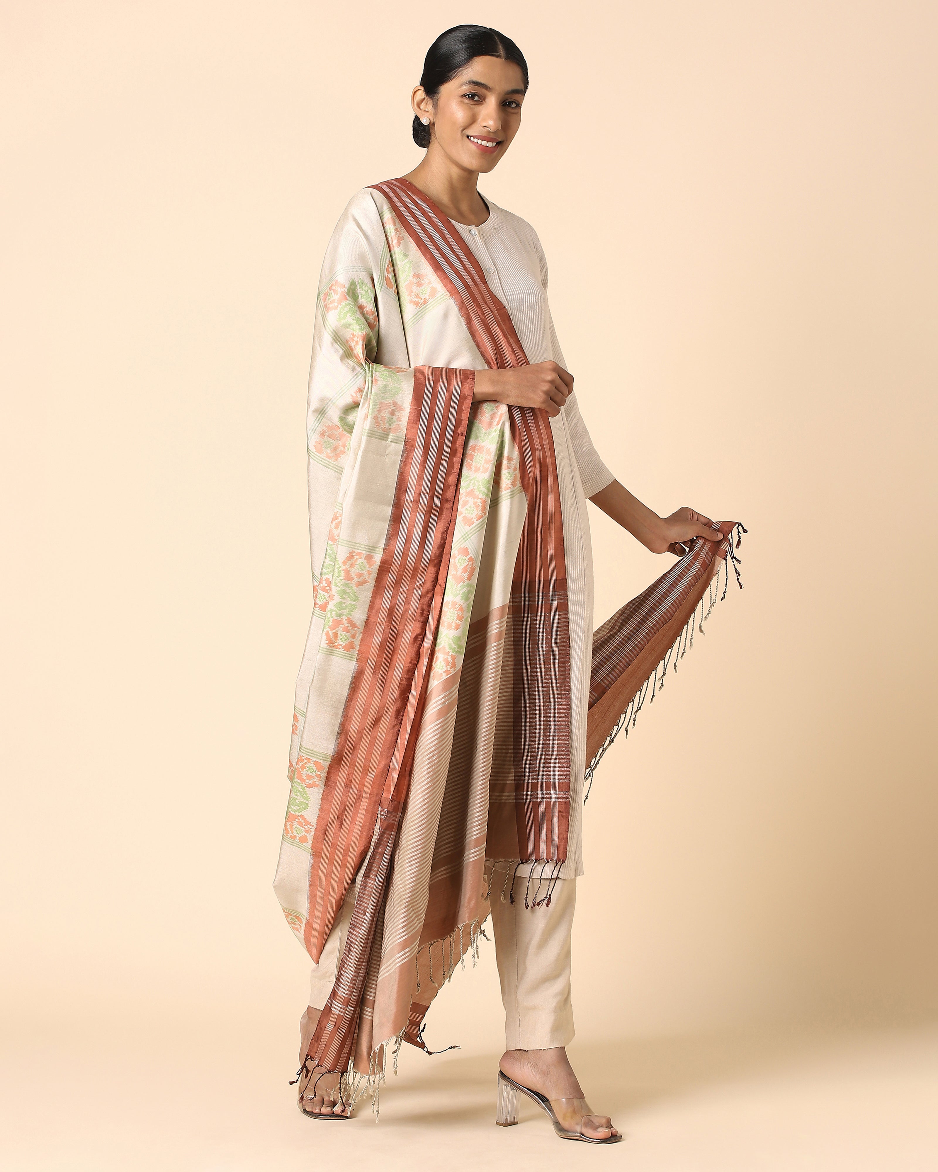 Meha Pochampally Weft Ikat Silk Dupatta
