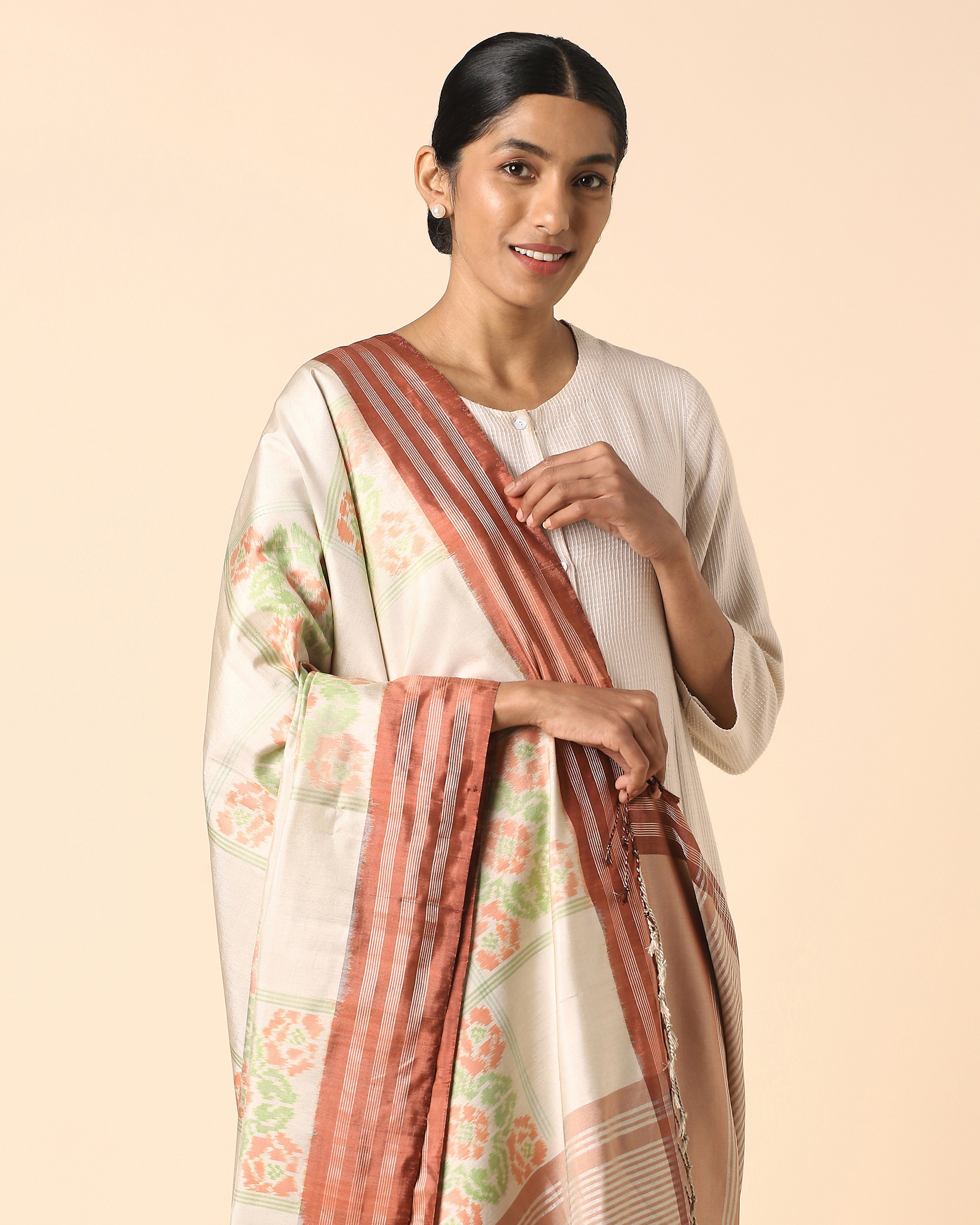 Meha Pochampally Weft Ikat Silk Dupatta