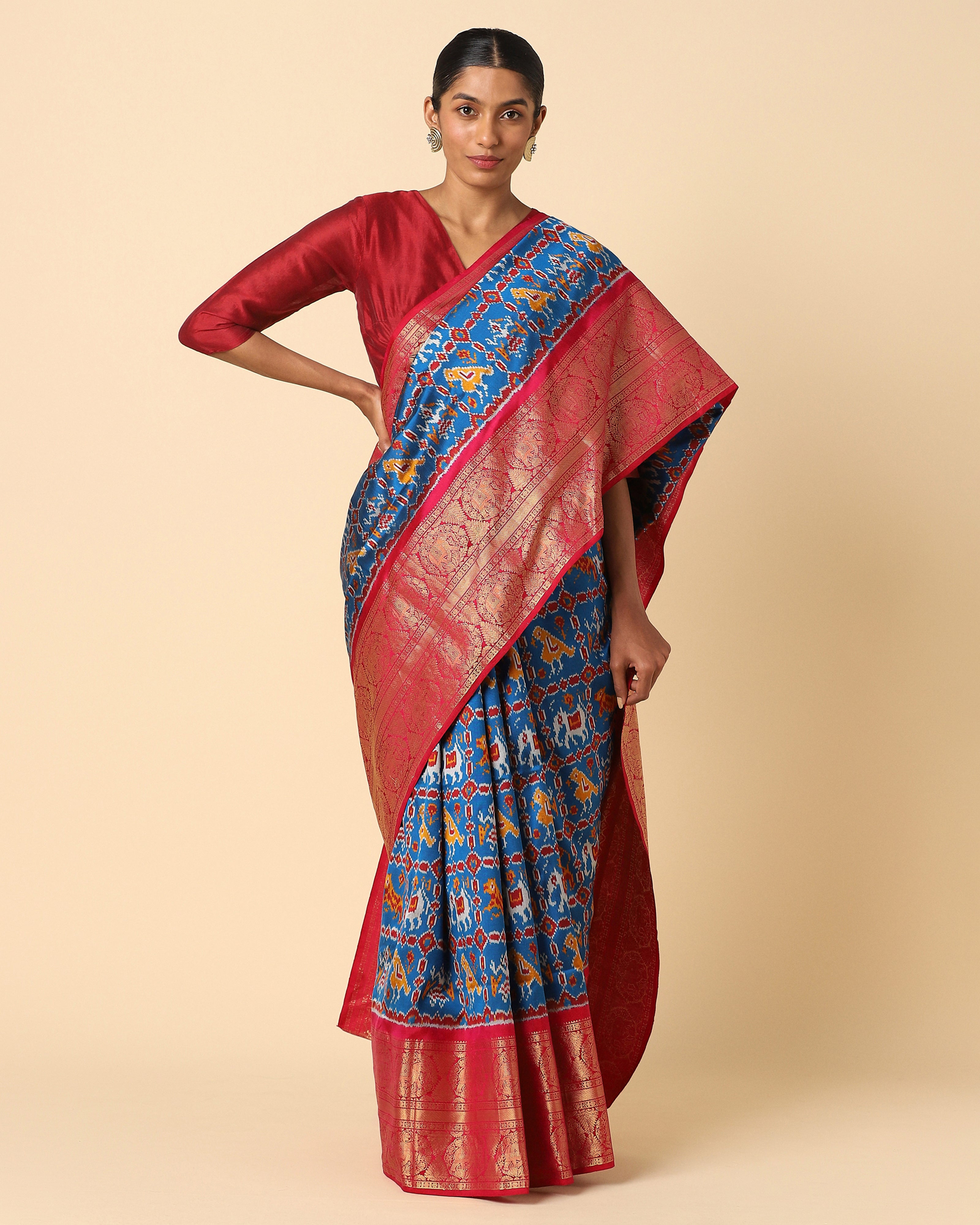 Aabroo Pochampally Weft Ikat Silk Saree