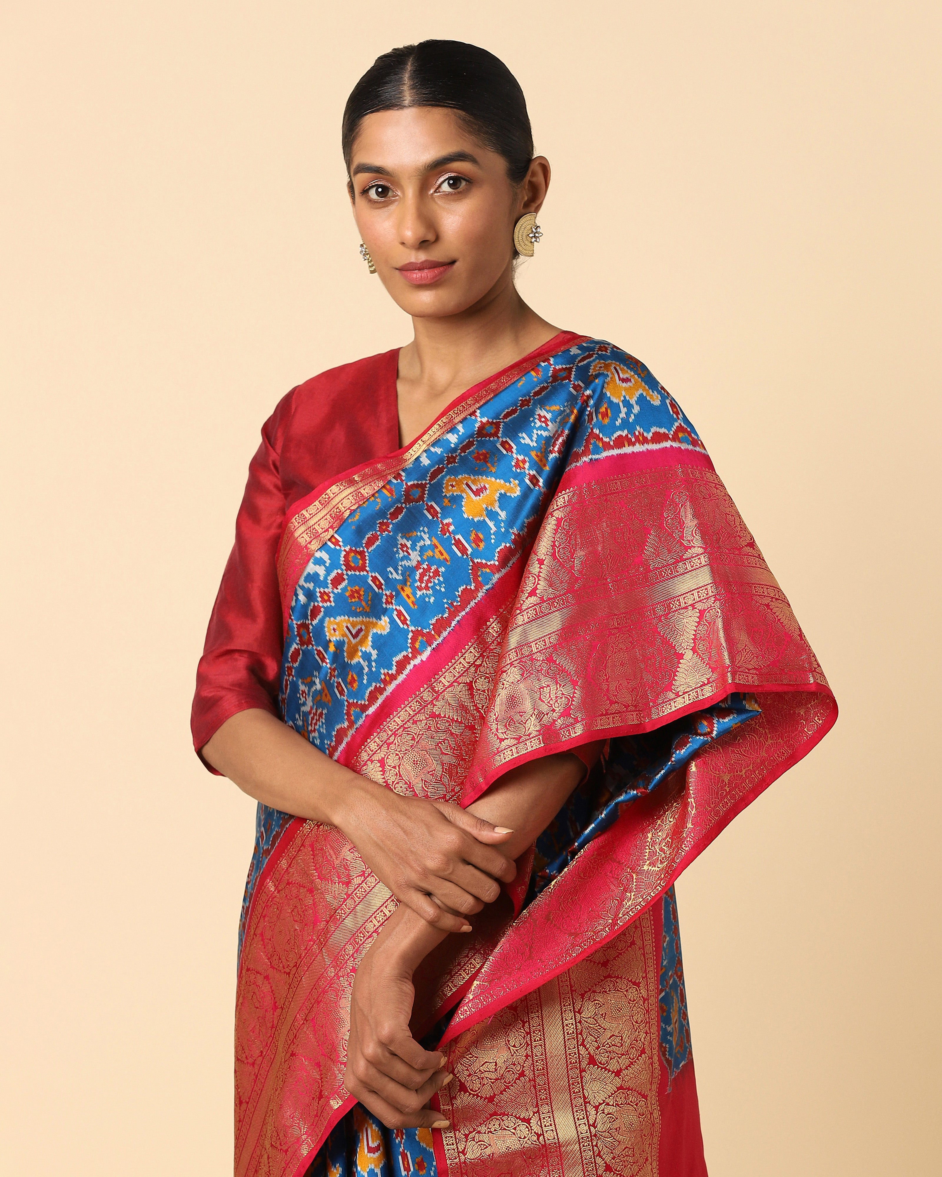 Aabroo Pochampally Weft Ikat Silk Saree