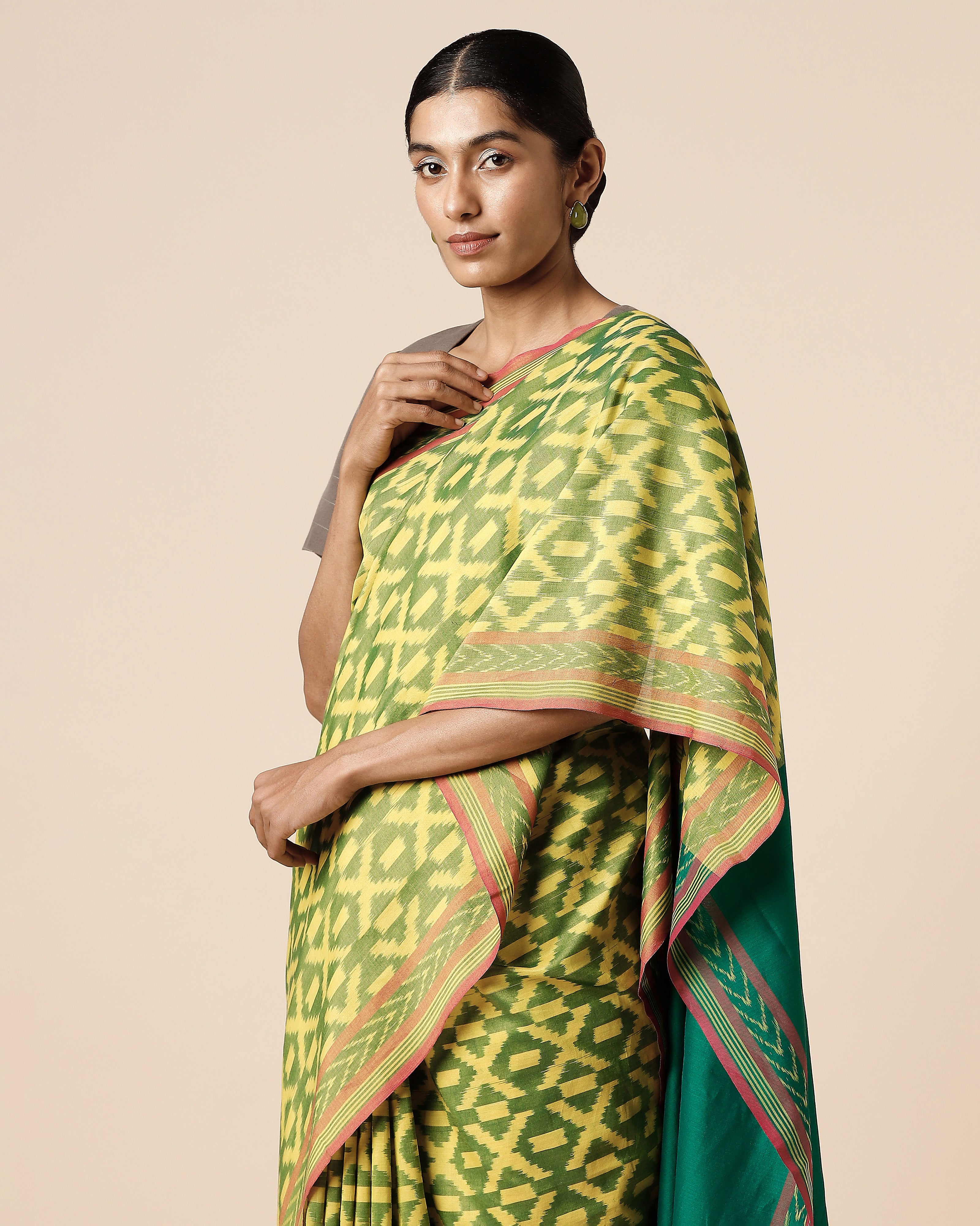 Basilia Pochampally Warp Ikat Cotton Saree