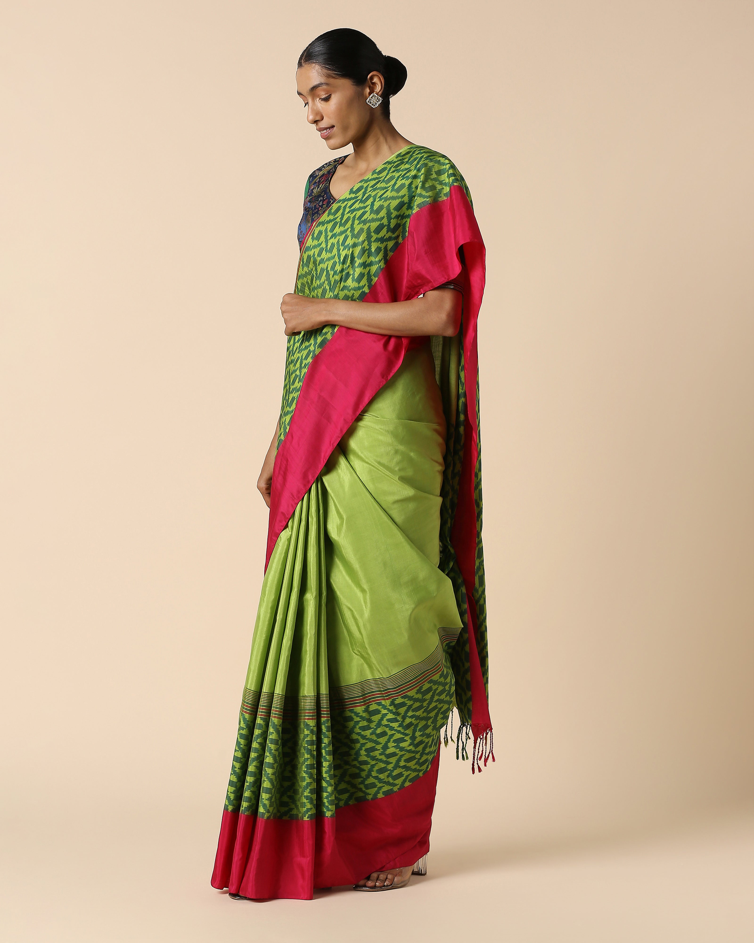 Cyra Pochampally Warp Ikat Cotton Saree