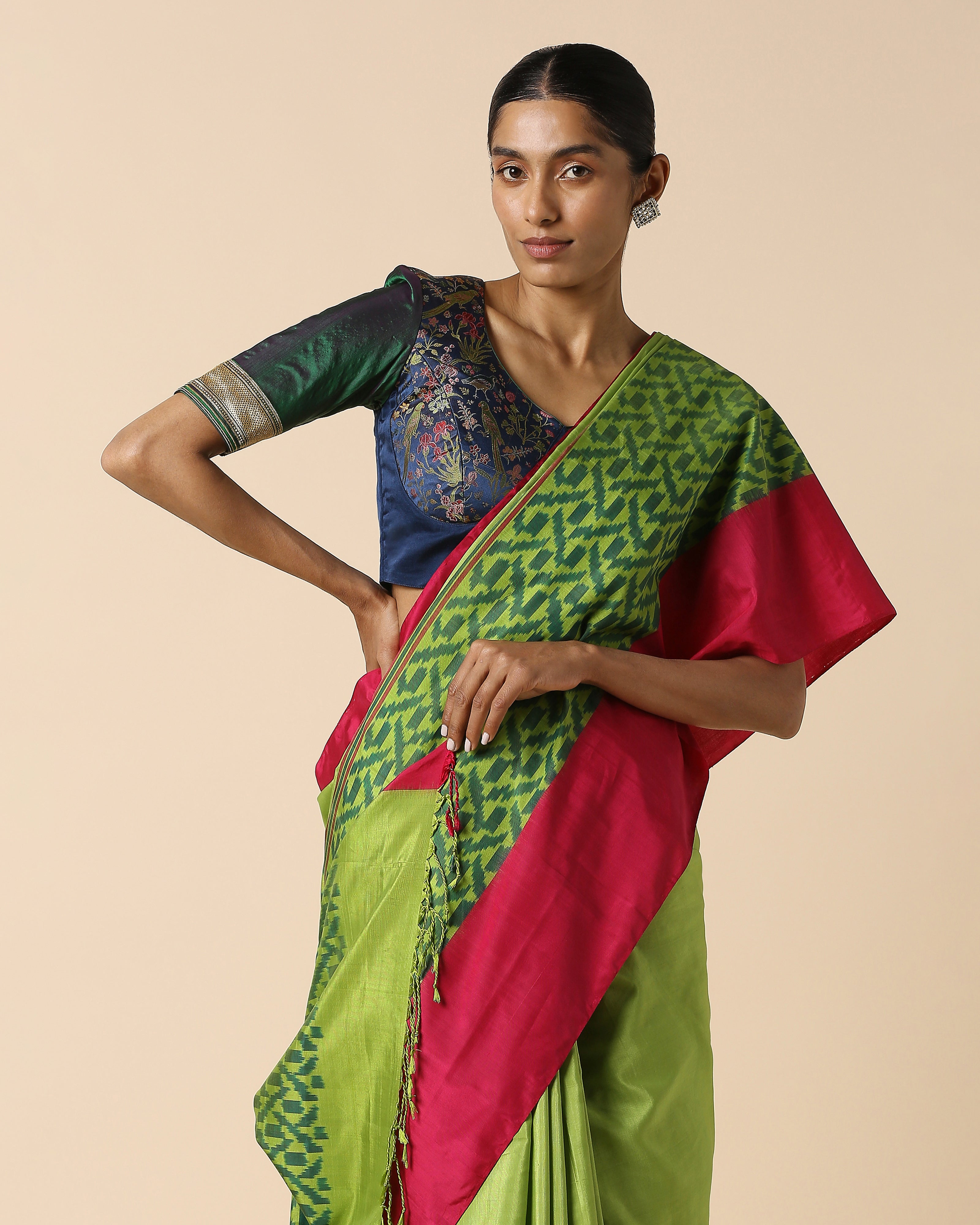 Cyra Pochampally Warp Ikat Cotton Saree