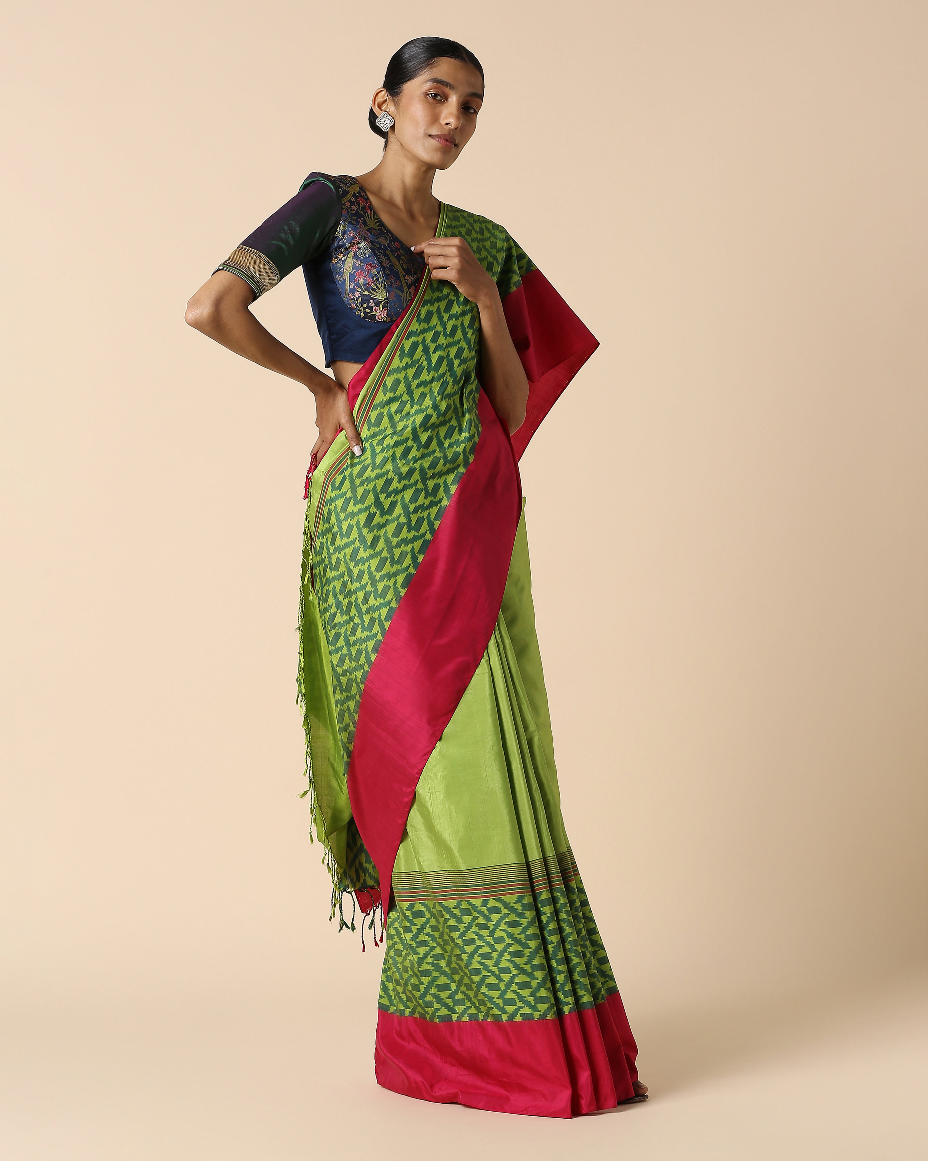 Cyra Pochampally Warp Ikat Cotton Saree