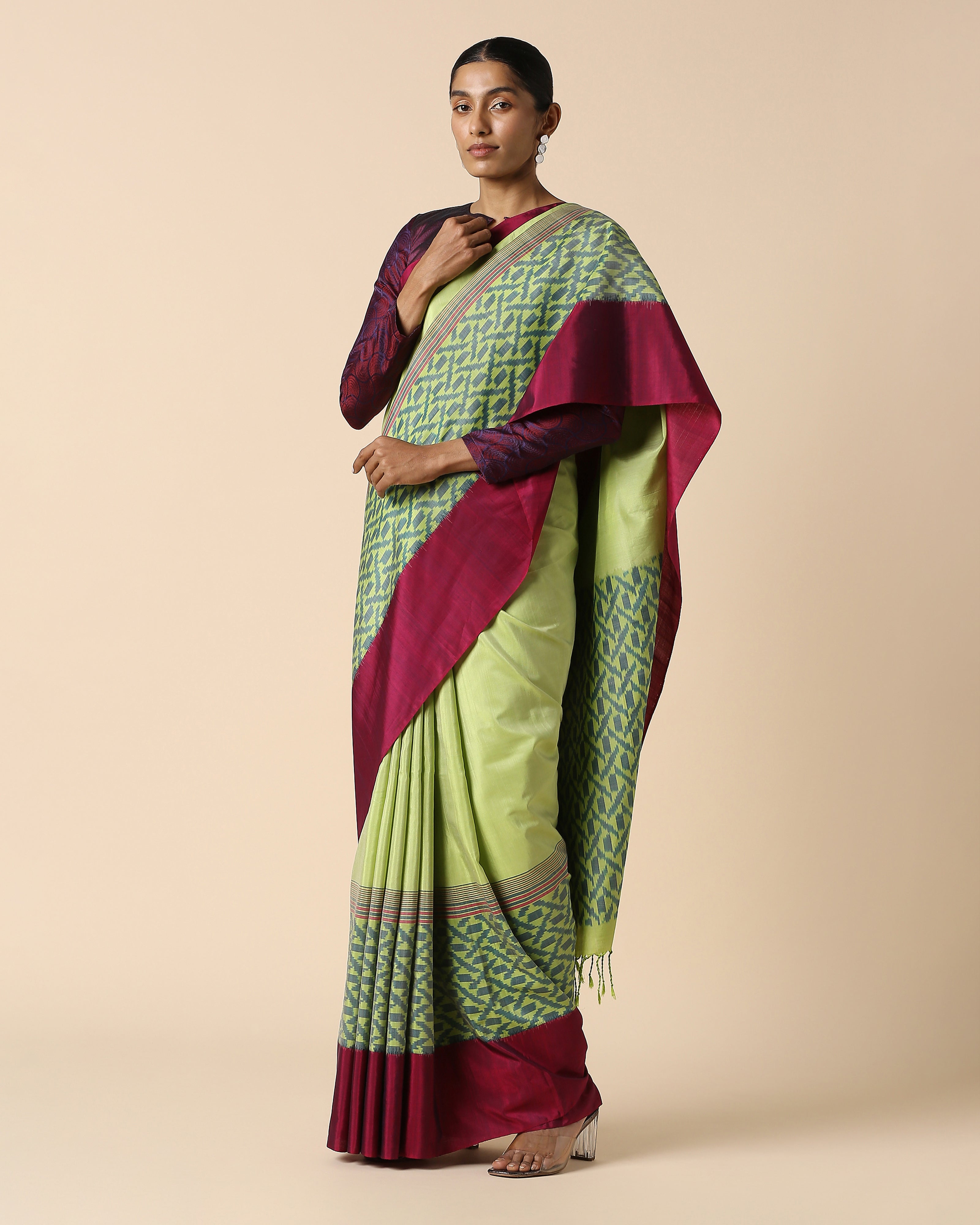 Cyra Pochampally Warp Ikat Cotton Saree