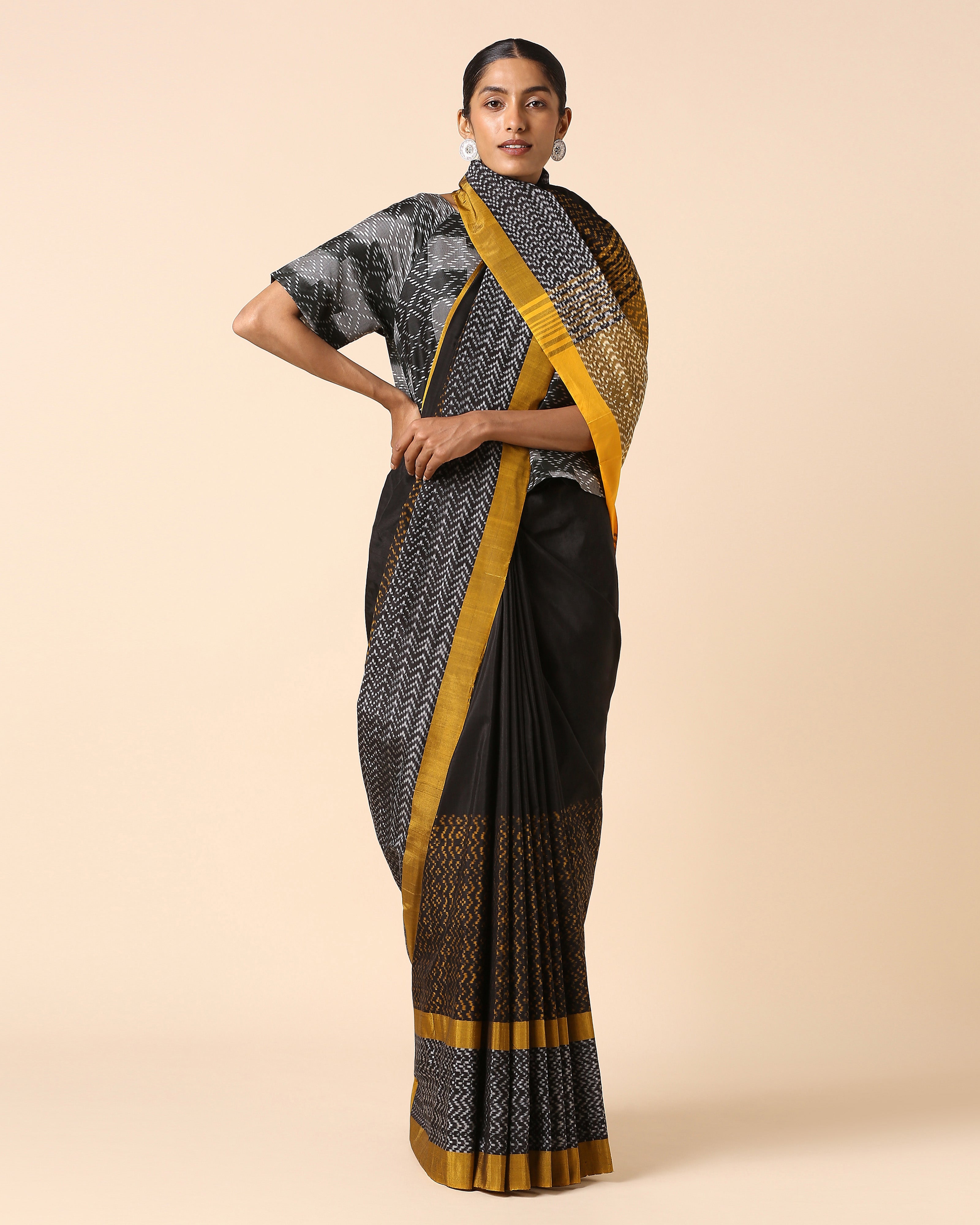 Damaris Pochampally Warp Ikat Cotton Saree