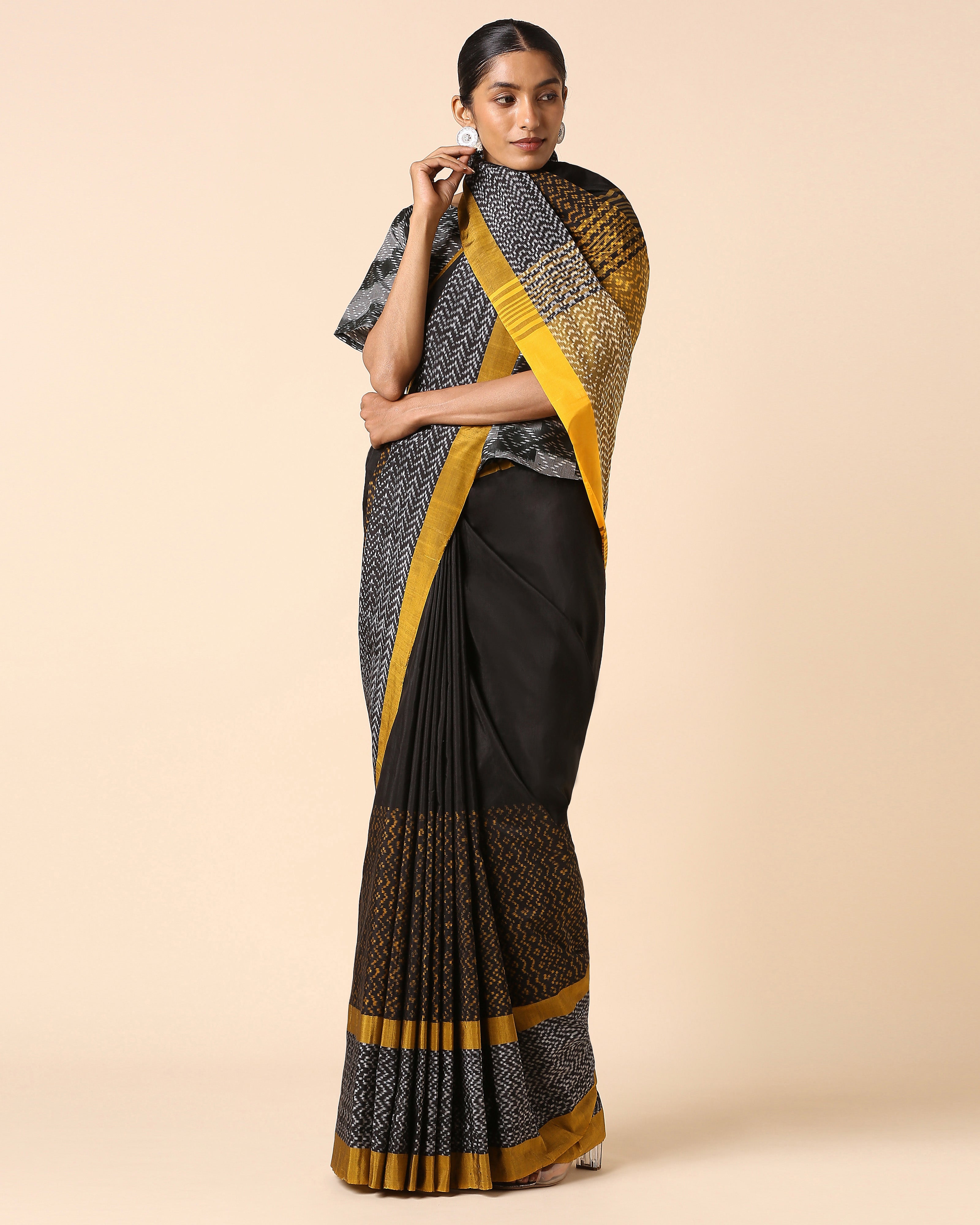 Damaris Pochampally Warp Ikat Cotton Saree
