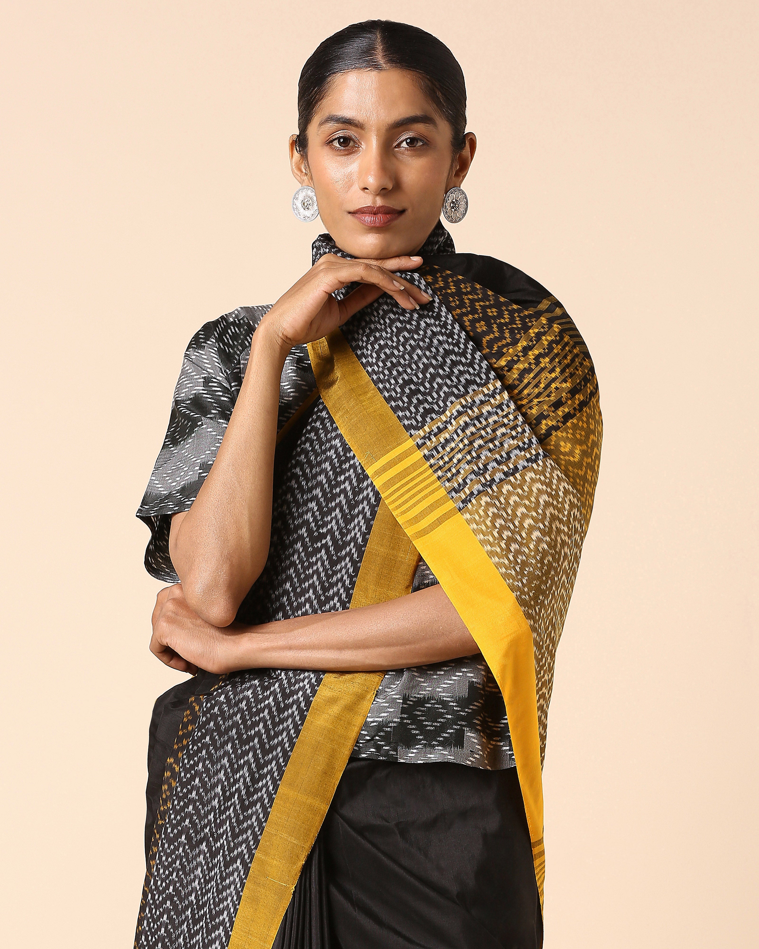 Damaris Pochampally Warp Ikat Cotton Saree