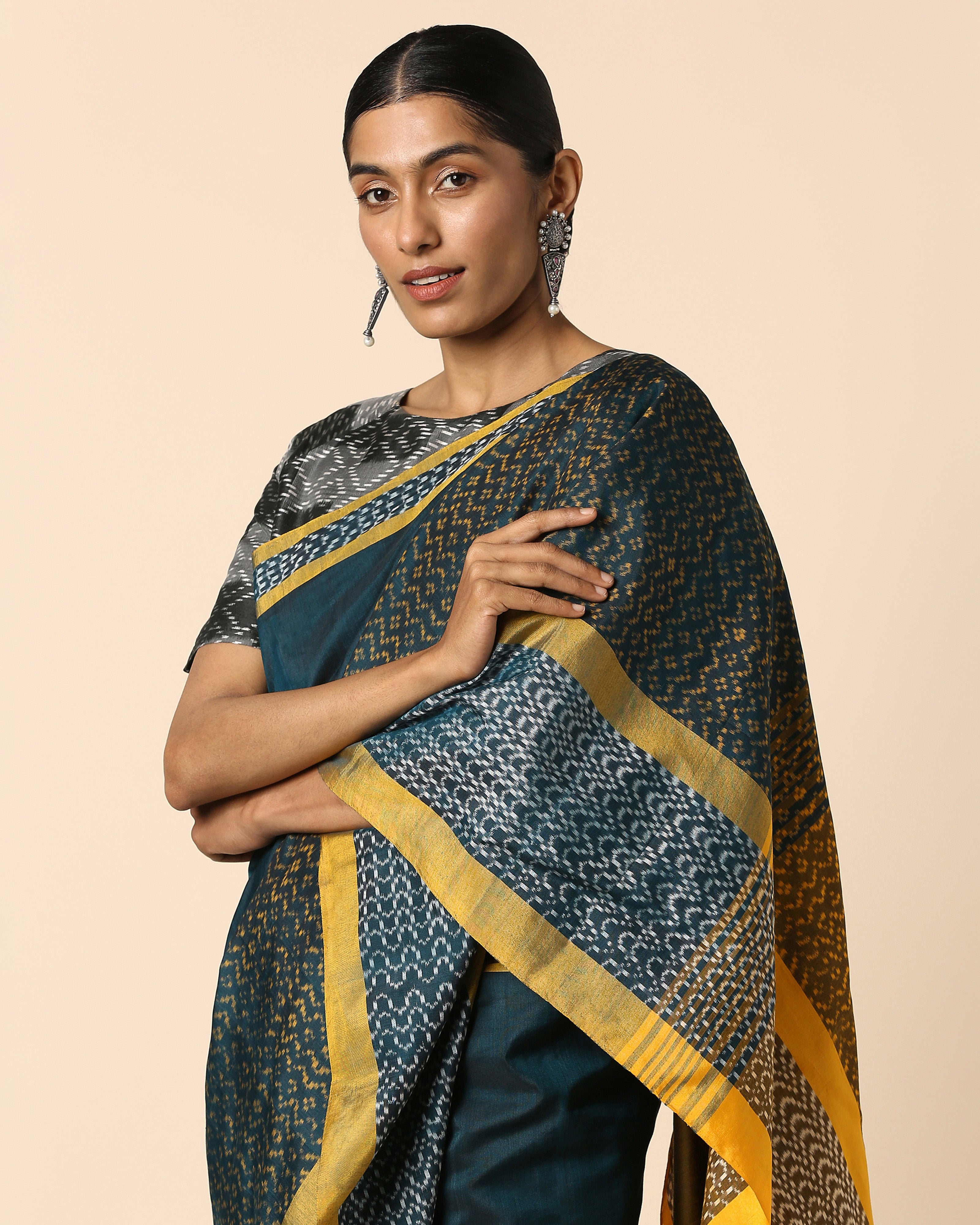 Damaris Pochampally Warp Ikat Cotton Saree