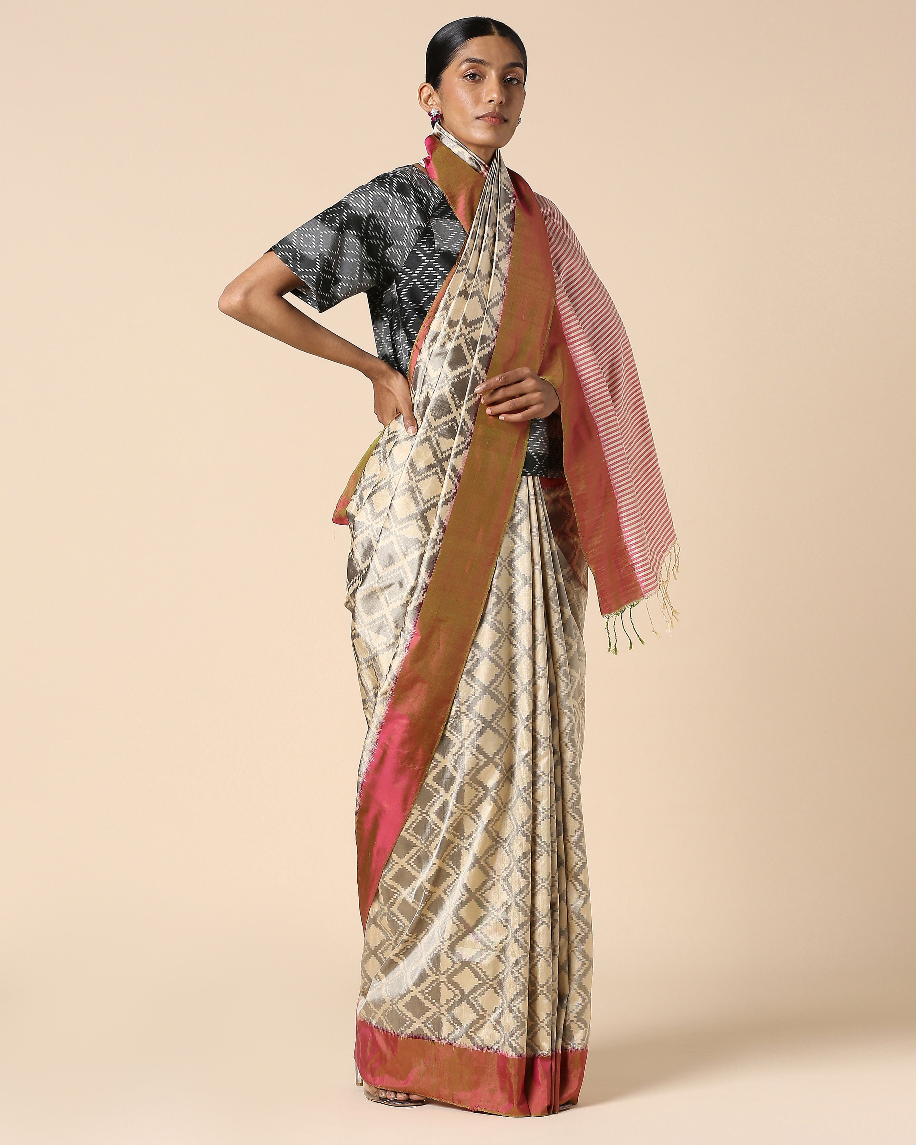 Briseis Pochampally Warp Ikat Silk Saree