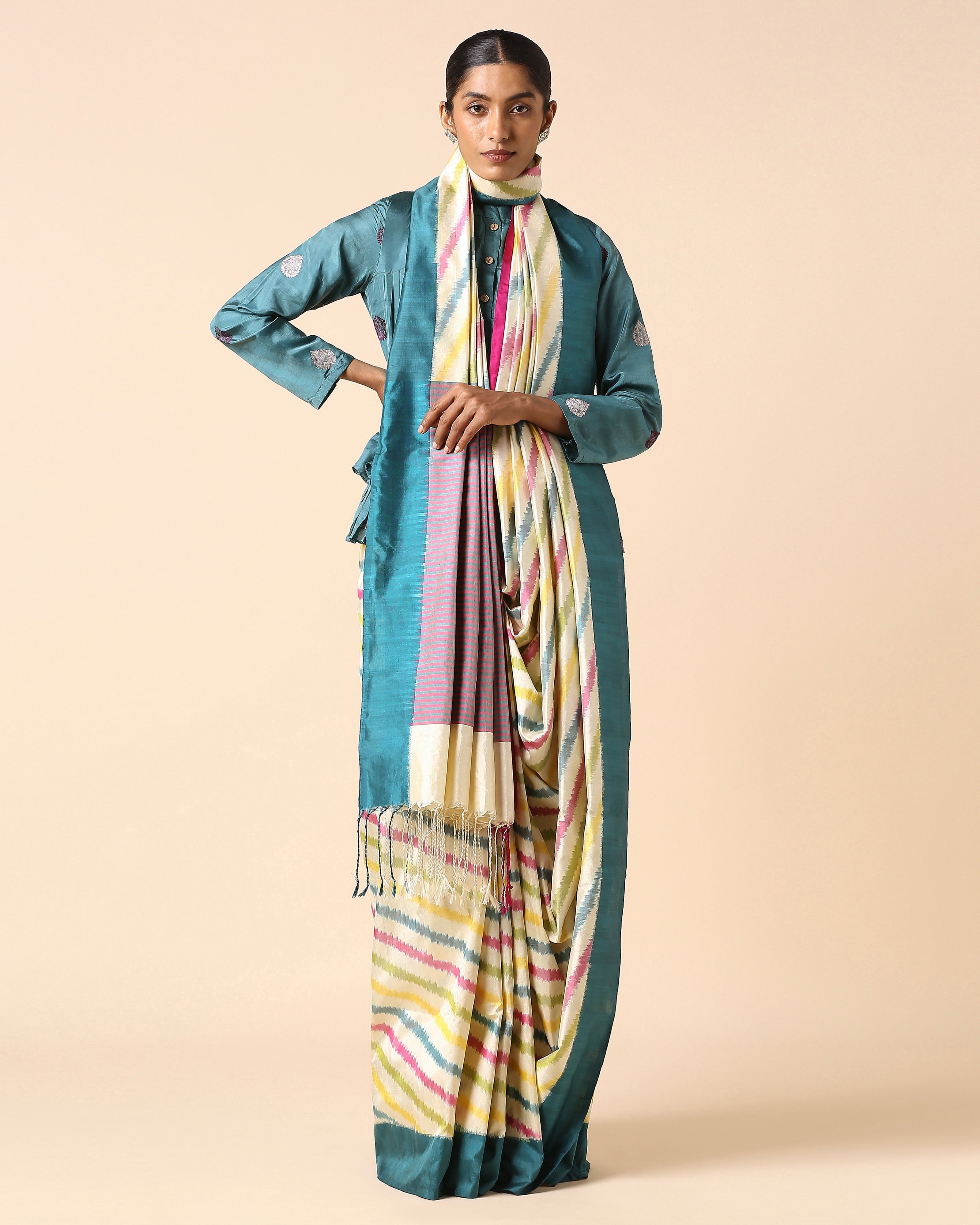 Davina Pochampally Weft Ikat Silk Saree