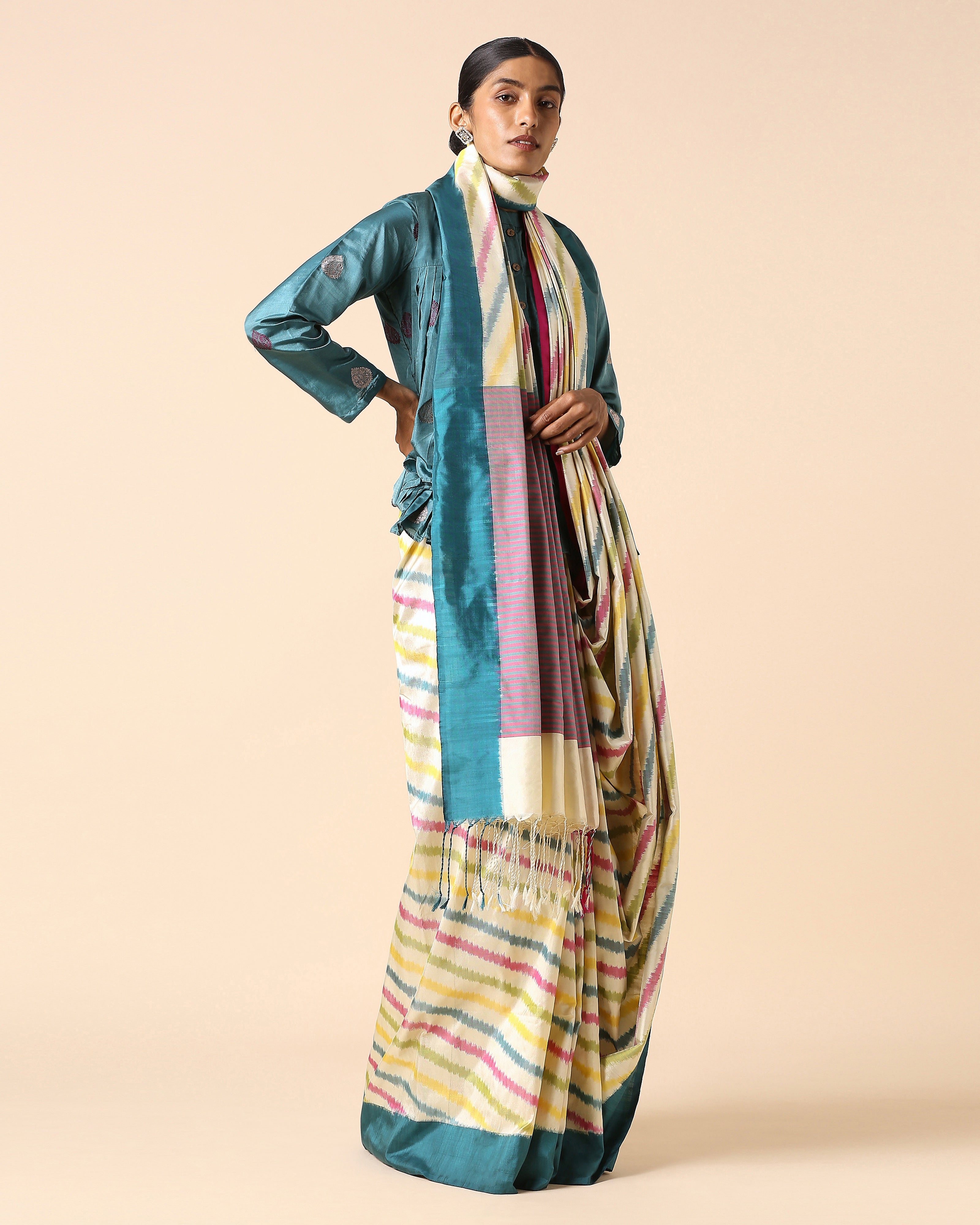 Davina Pochampally Weft Ikat Silk Saree