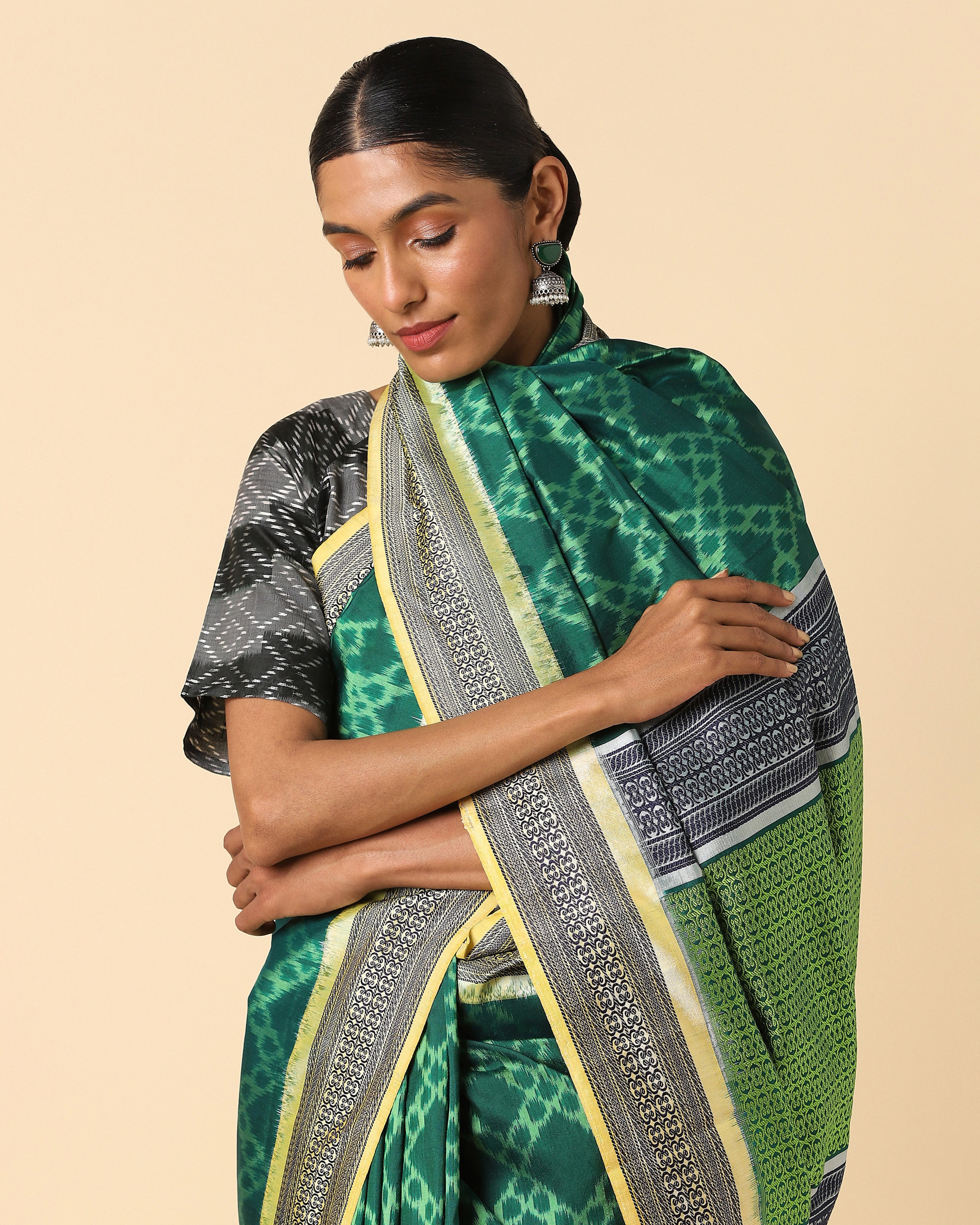 Noor Pochampally Weft Ikat Silk Saree