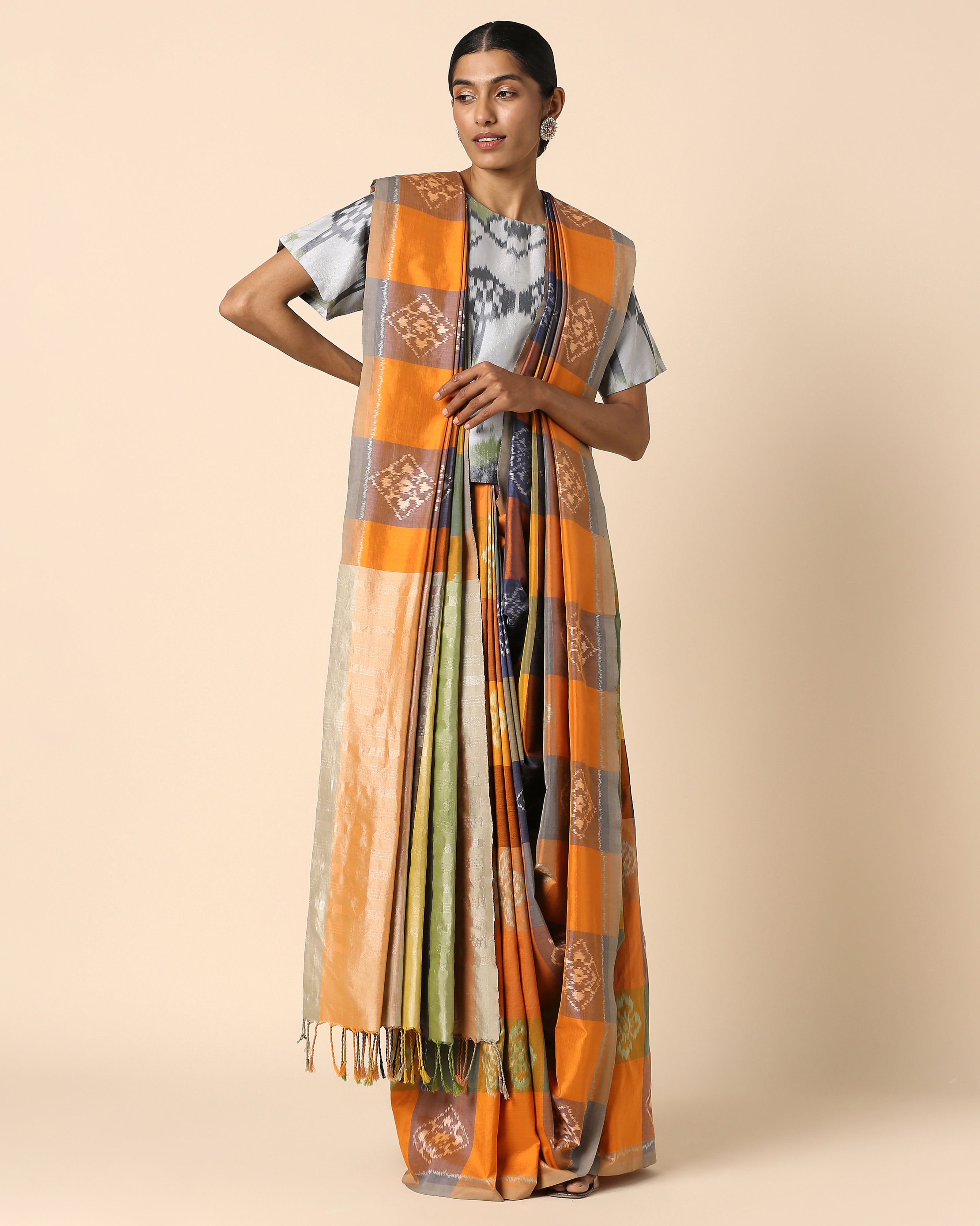 Punya Pochampally Weft Ikat Cotton Silk Saree